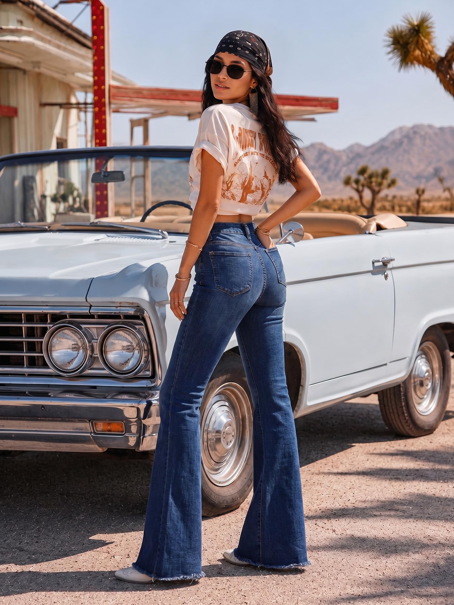 PEIHOT Vintage Bell Bottoms Flare Jeans for Women 90s High Waist Ripped Distressed Wide Leg High Rise Denim Pants