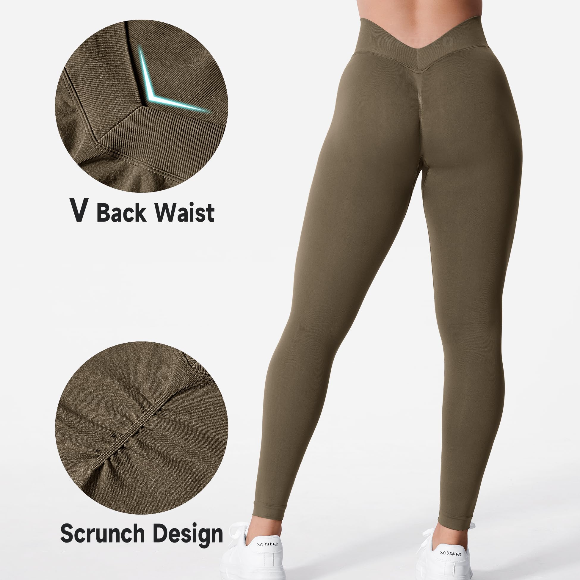 YEOREO CoreFlex Women Scrunch Workout Leggings High Waisted V Back Pants | Seamless, Gym, Yoga, Butt Lifting