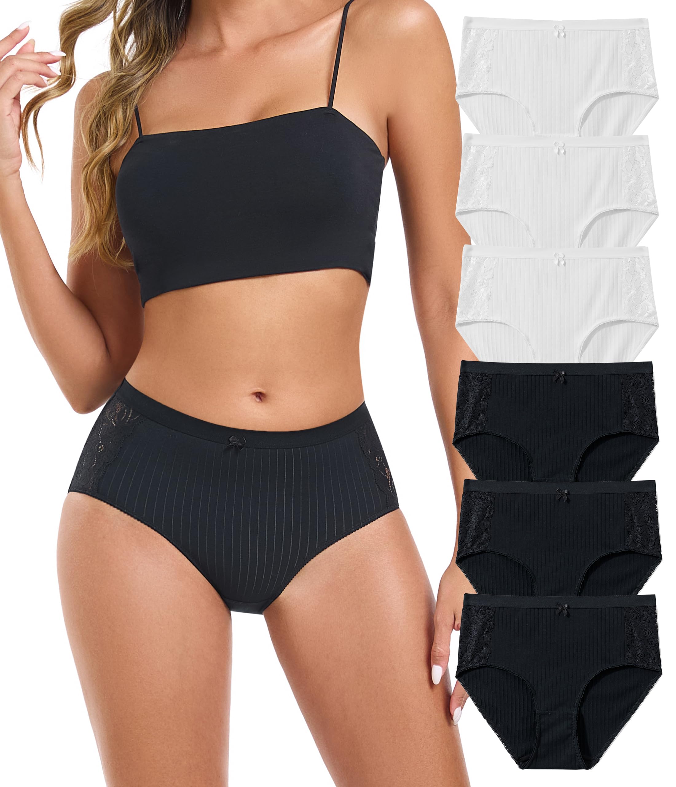 ANLIQI Women's Cotton Modal Ployamide Bikini Panties, Soft Moisture Wicking Hipster Briefs Undies for Ladies Multi-Pack