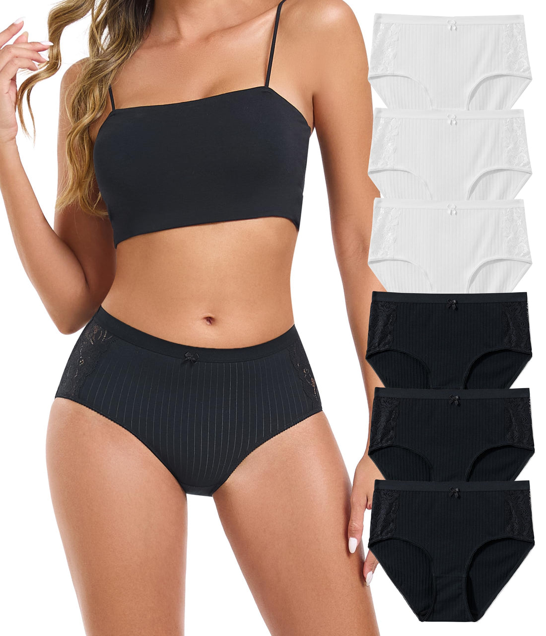 ANLIQI Women's Cotton Modal Ployamide Bikini Panties, Soft Moisture Wicking Hipster Briefs Undies for Ladies Multi-Pack