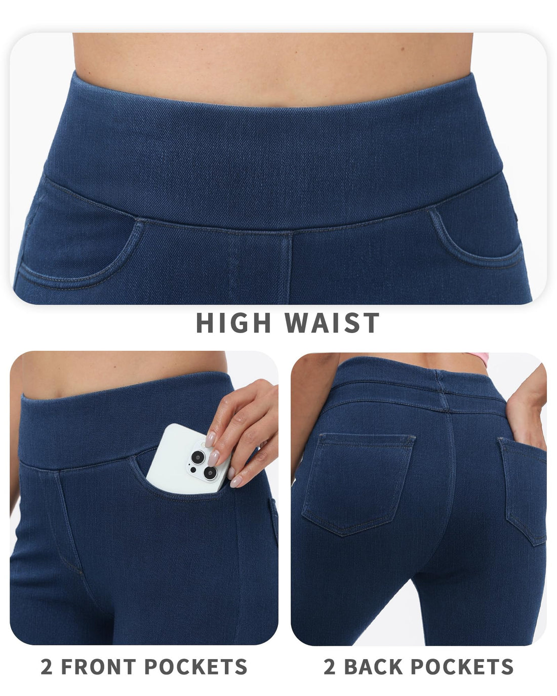Jeggings for Women with Pockets Tummy Control Stretchy Skinny Jeans Pull On High Waisted Butt Lifting Denim Leggings