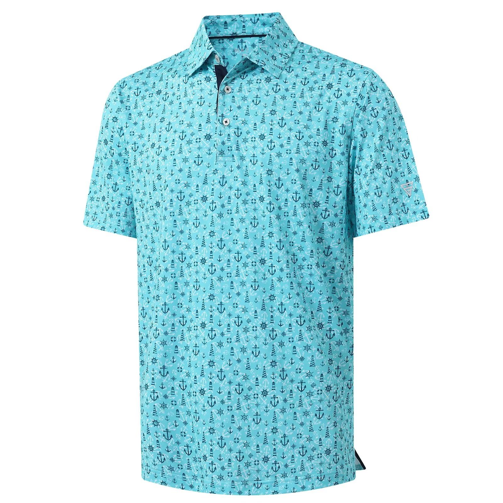 M MAELREG Mens Golf Shirt Short Sleeve Dry Fit Print Moisture Wicking Performance Patterns Collared Polo Shirt