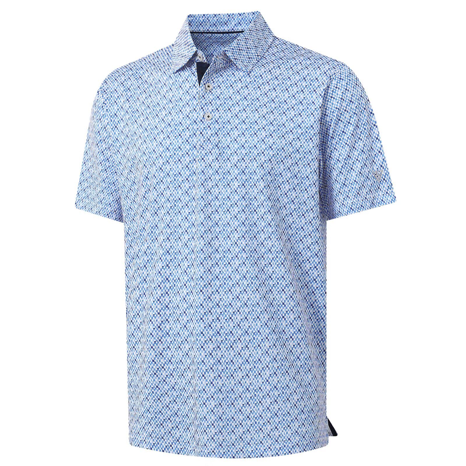 M MAELREG Mens Golf Shirt Short Sleeve Dry Fit Print Moisture Wicking Performance Patterns Collared Polo Shirt