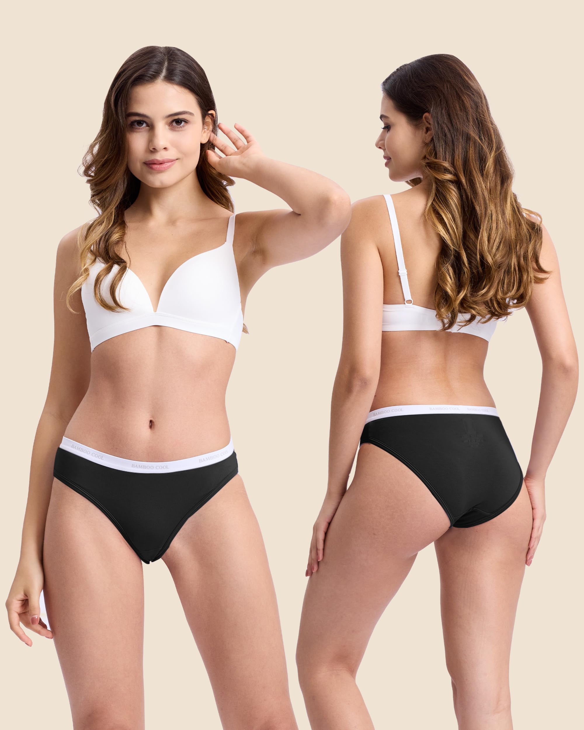 BAMBOO COOL Womens Underwear Bikini Underpants Hipster Ladies Panties Soft Stretch Breathable Panties for Women, 5-Pack