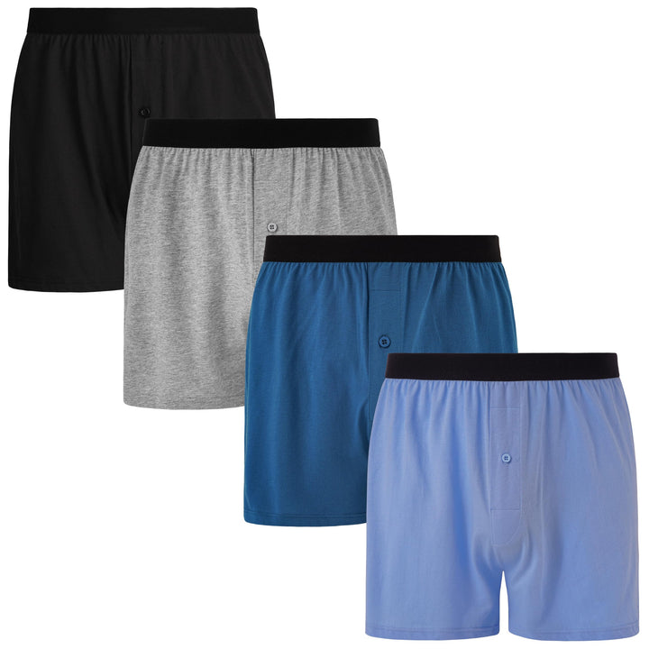 INNERSY Men's Boxer Shorts Loose Fit Soft Cotton Boxers for Men 4 Pack