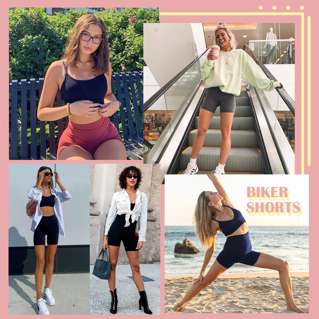 FULLSOFT 4 Pack Biker Shorts for Women with Pockets – 5" High Waisted Tummy Control Workout Yoga Running Gym Tennis Shorts