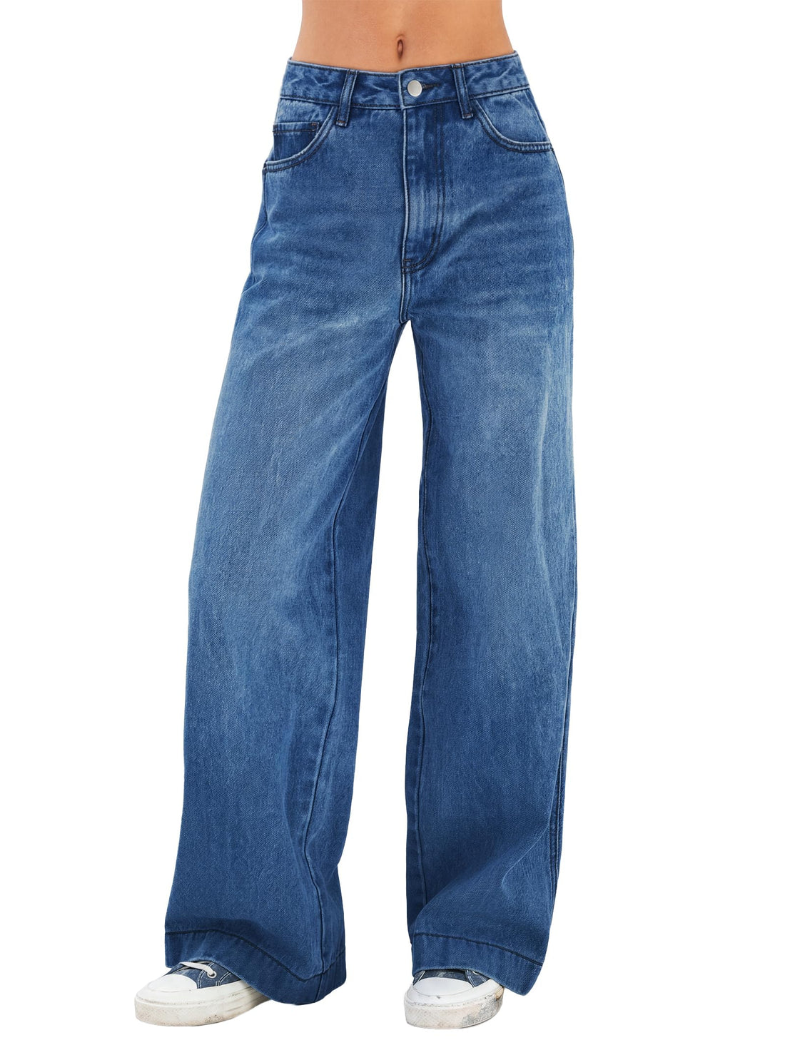 EMMIOL Women's 2026 Wide Leg Jeans Distress High Waist Stretchy Baggy Denim Pants Trousers Clothing