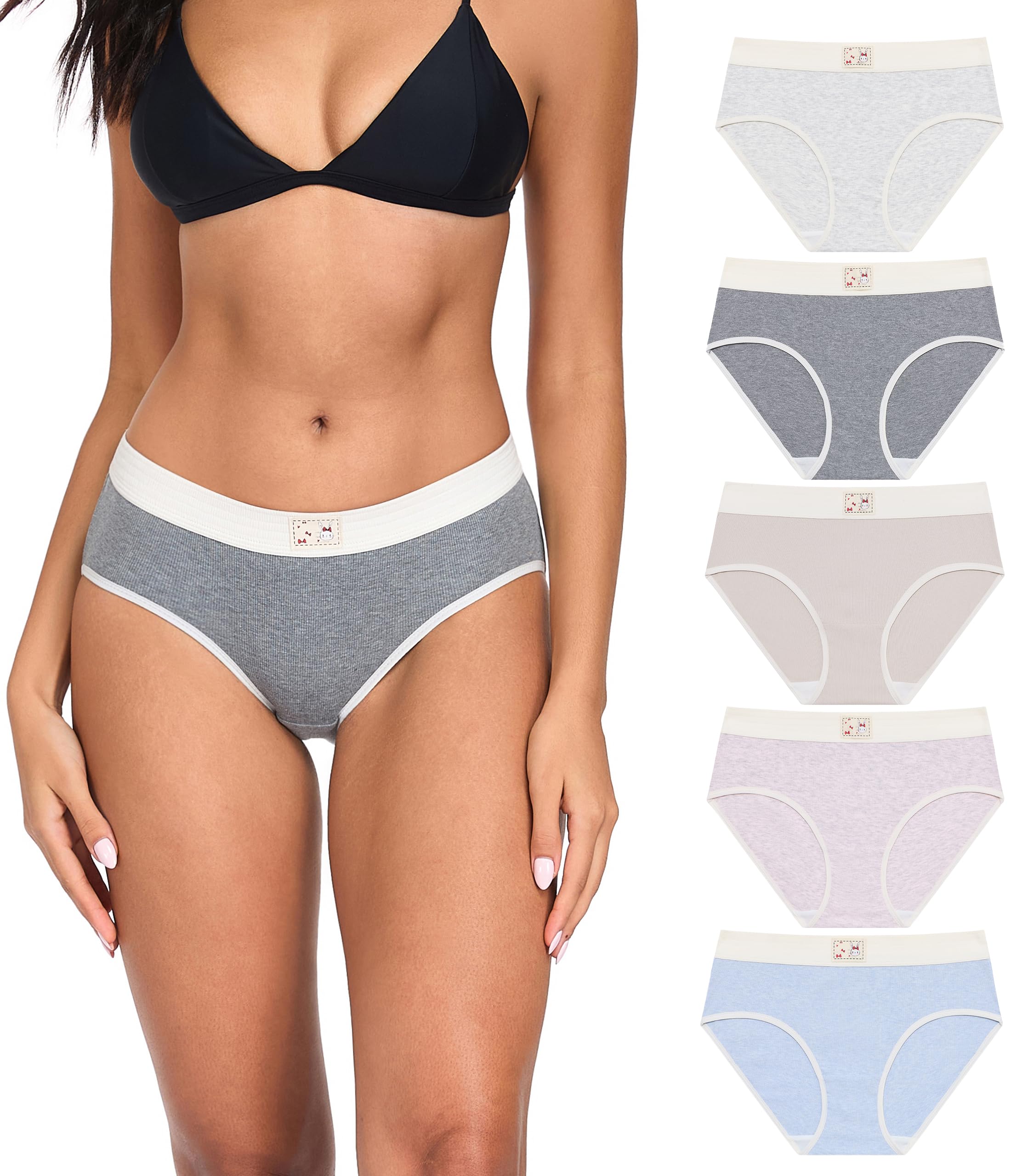 ANLIQI Women's Cotton Modal Ployamide Bikini Panties, Soft Moisture Wicking Hipster Briefs Undies for Ladies Multi-Pack
