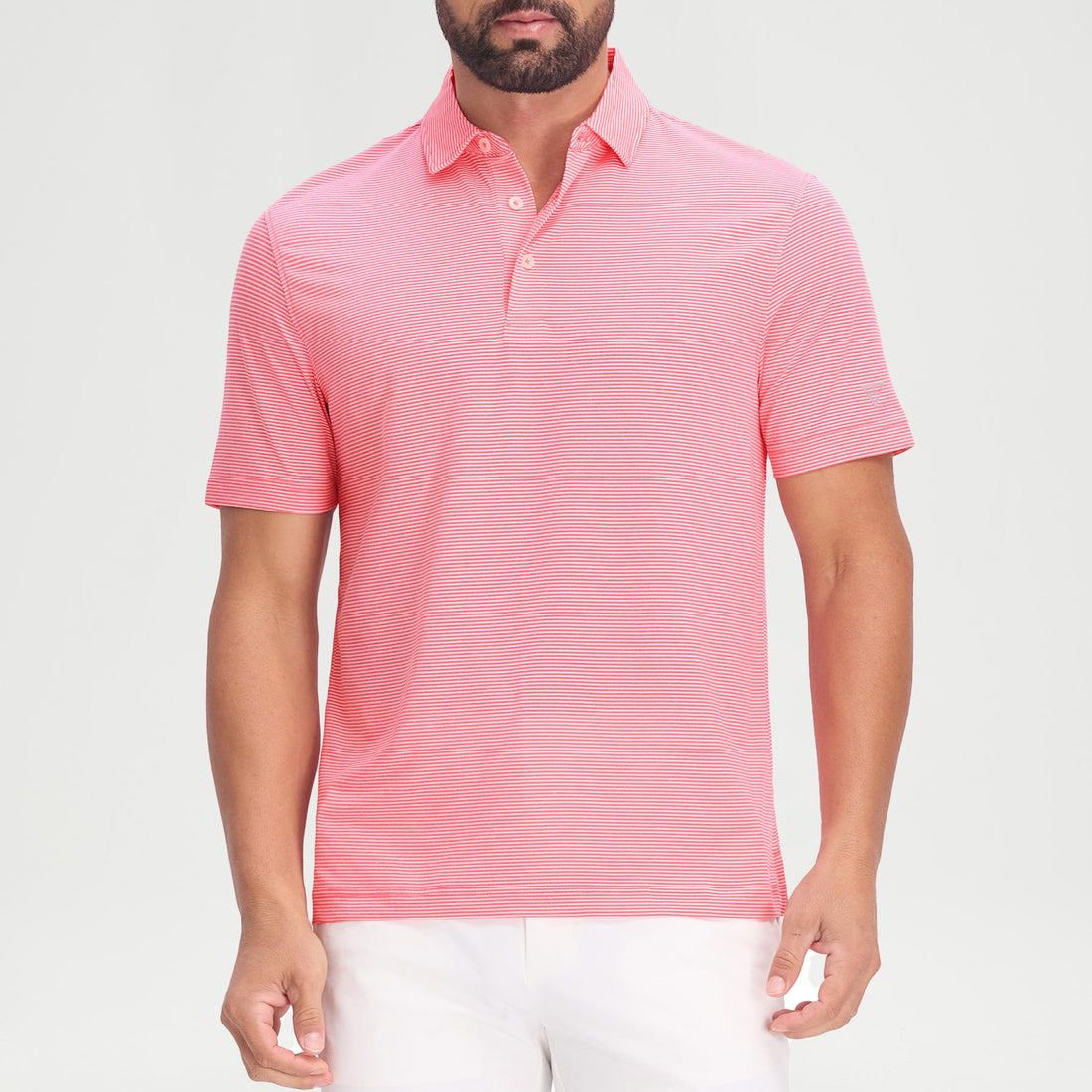 M MAELREG Men's Jacquard Stripe Golf Shirts Quick Dry Performance Short Sleeve Moisture Wicking Polo Shirt for Men