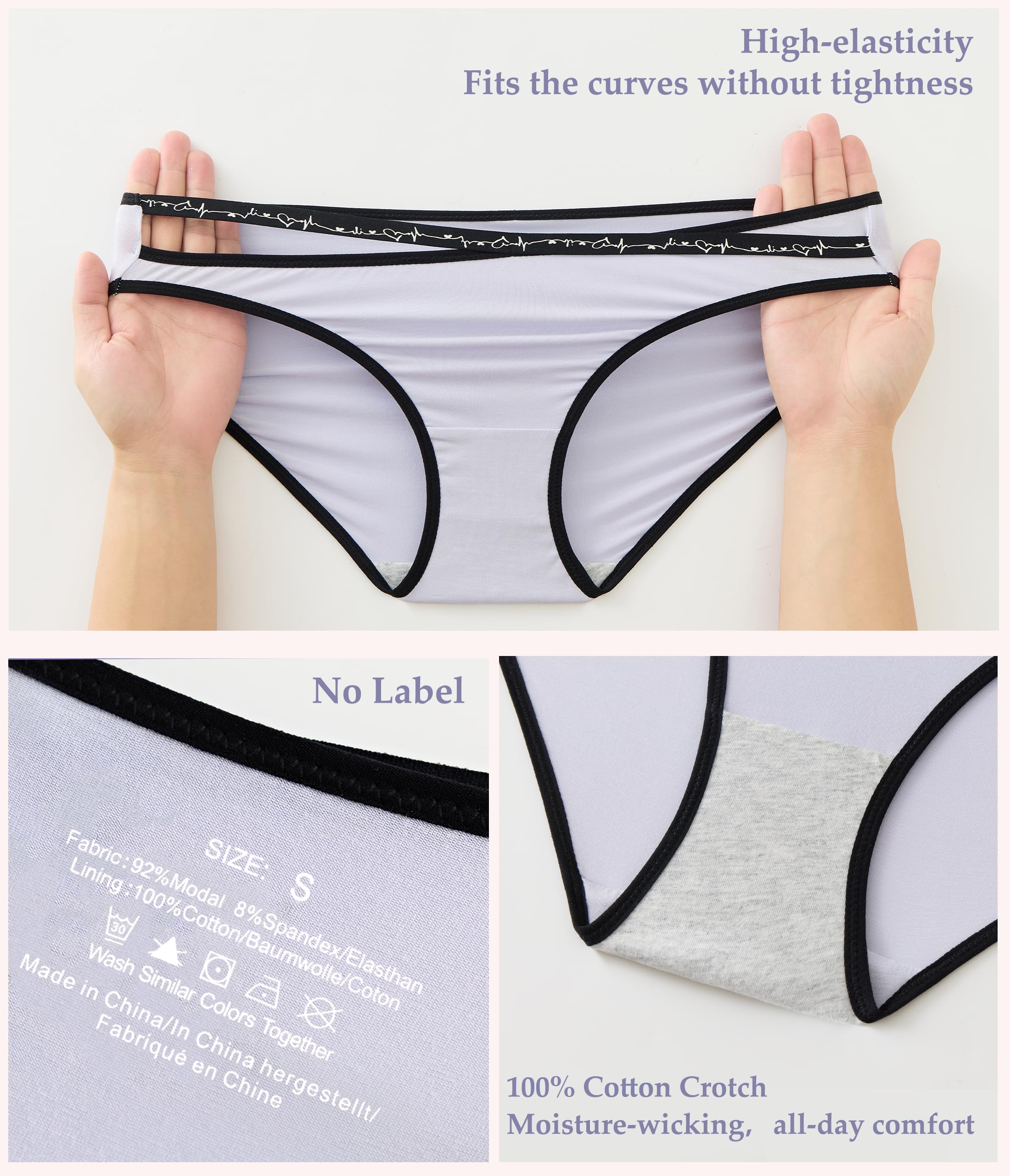 ANLIQI Women's Modal Underwear Microfiber Bikini Panties Women Soft Hipster