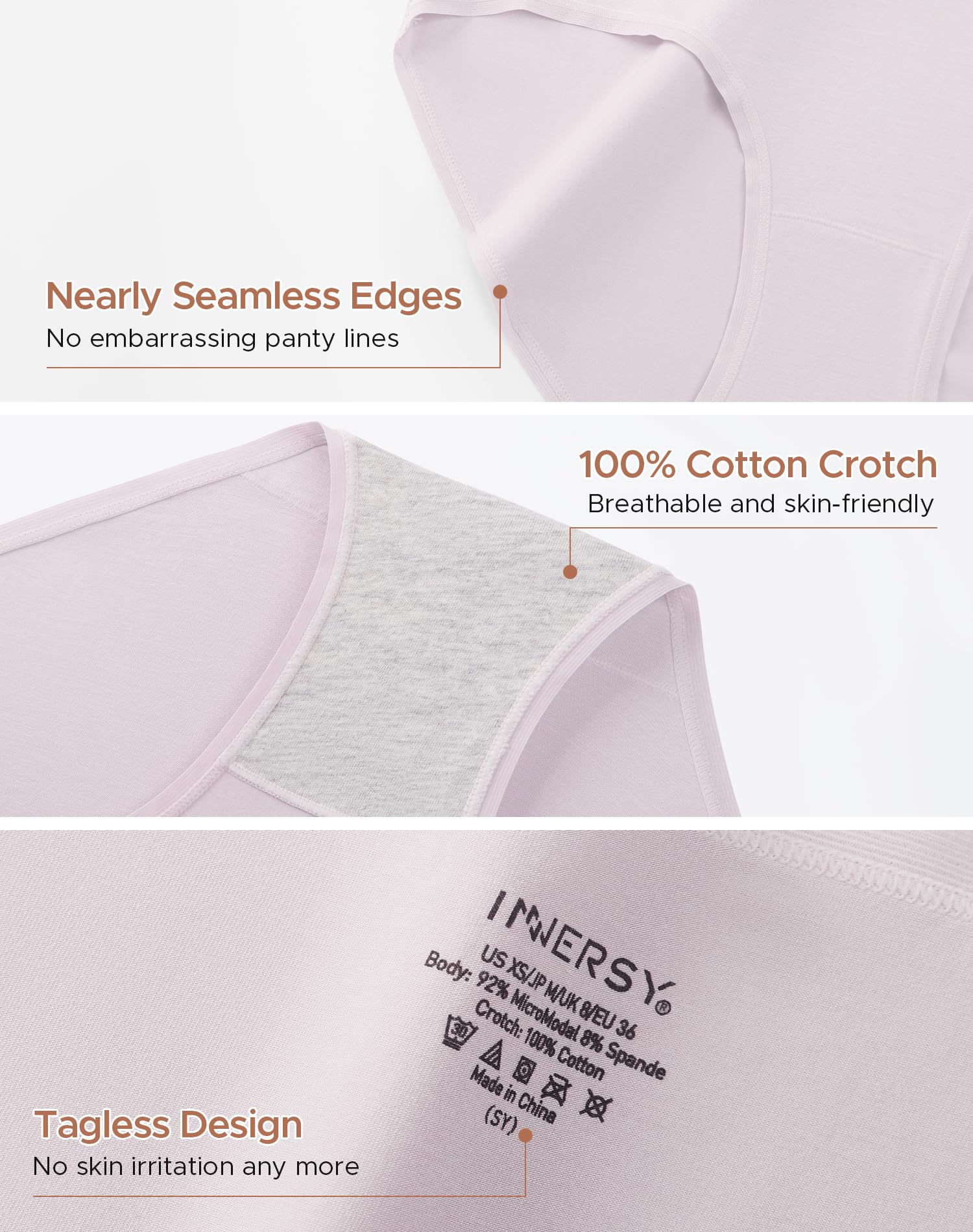 INNERSY Women's No Show Modal Underwear Quick Dry Panties 5-Pack