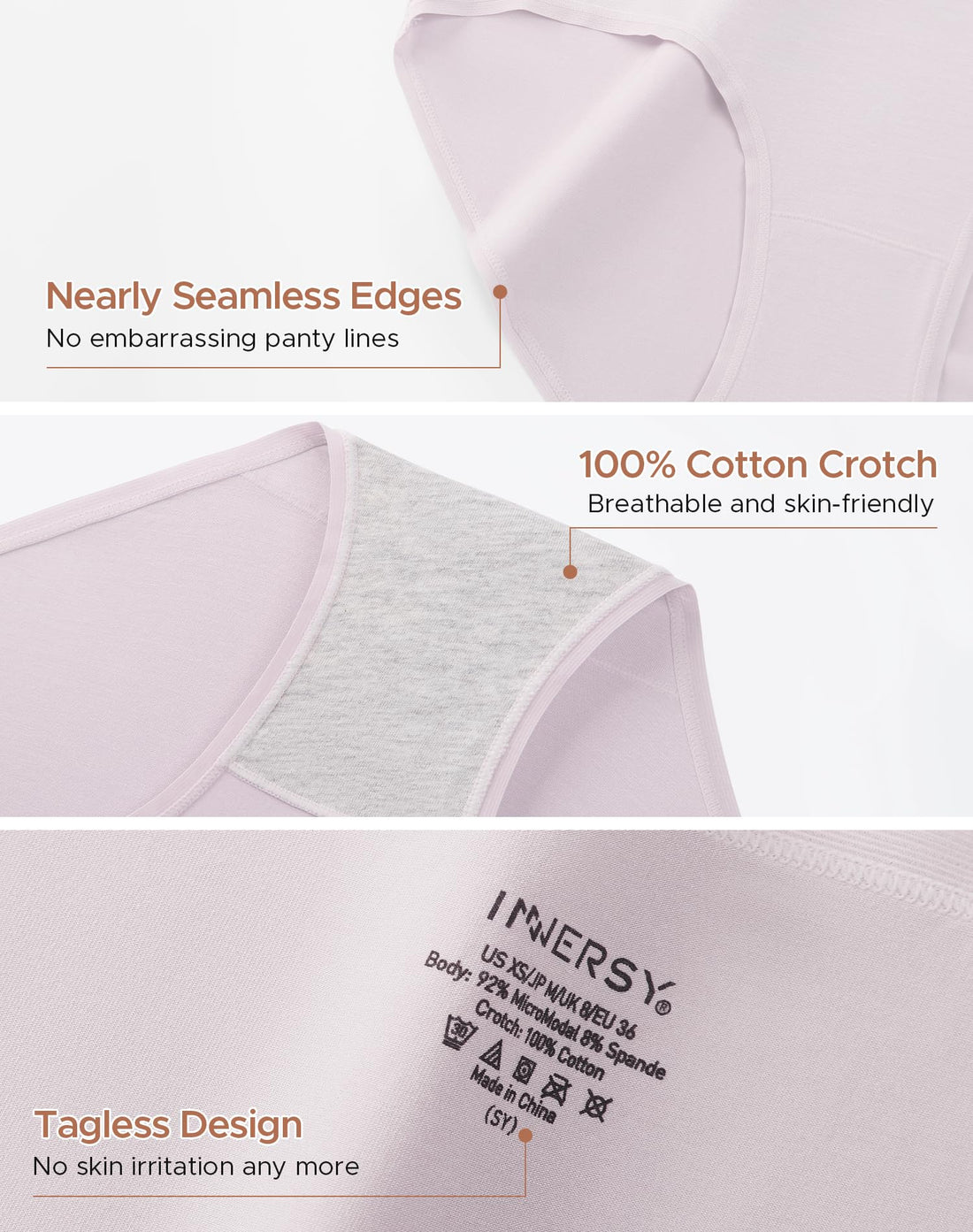 INNERSY Women's No Show Modal Underwear Quick Dry Panties 5-Pack