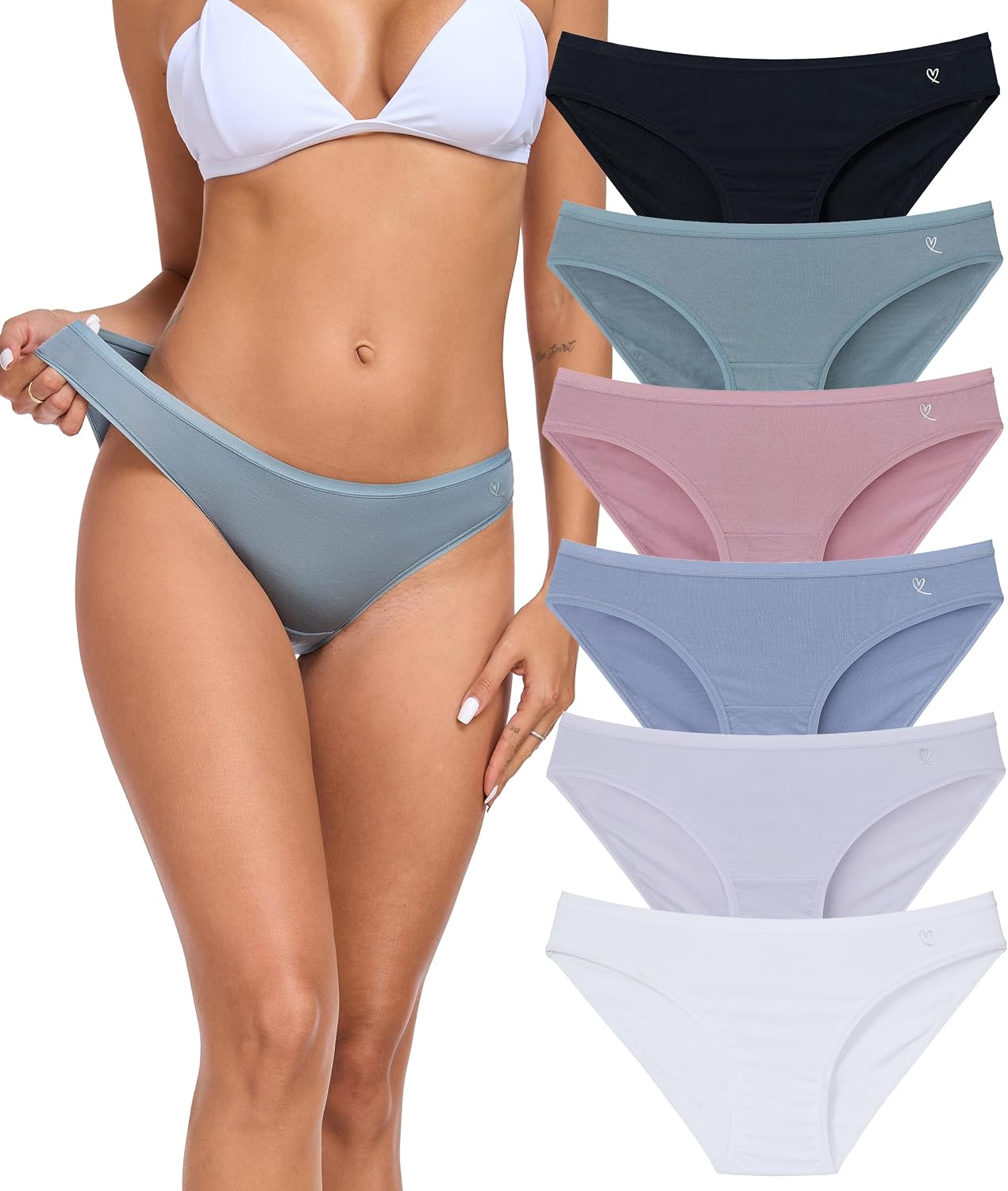 ANLIQI Modal Underwear Women Supersoft Bikini Panties for Women Pack Hi Cut Hipster Breathable Comfy Stretchy Ladies Undies