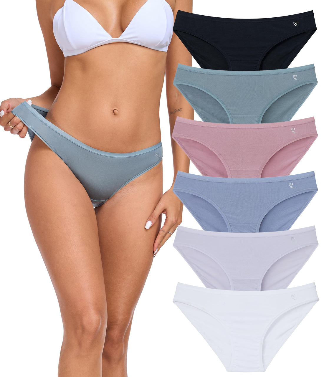 ANLIQI Modal Underwear Women Supersoft Bikini Panties for Women Pack Hi Cut Hipster Breathable Comfy Stretchy Ladies Undies
