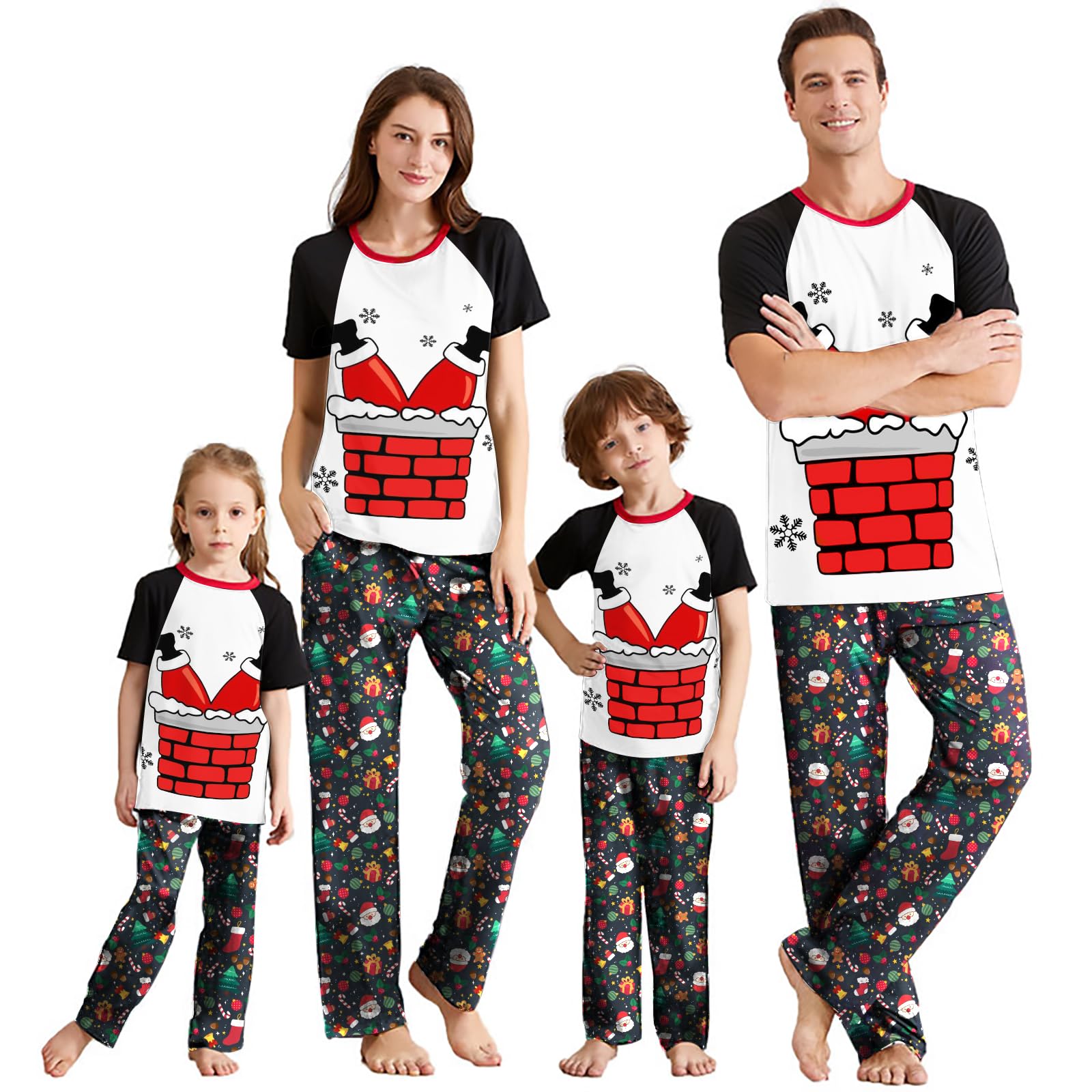 IFFEI Family Christmas Pajamas Matching Sets with Short Sleeve Tops