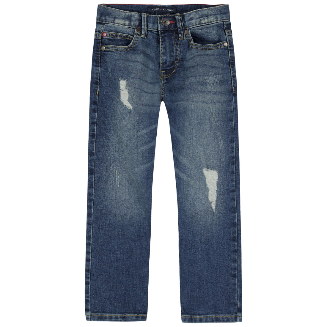 Tommy Hilfiger Boys' 5-Pocket Stretch Slim Straight Leg Denim Jean, Zipper Fly & Button Closure