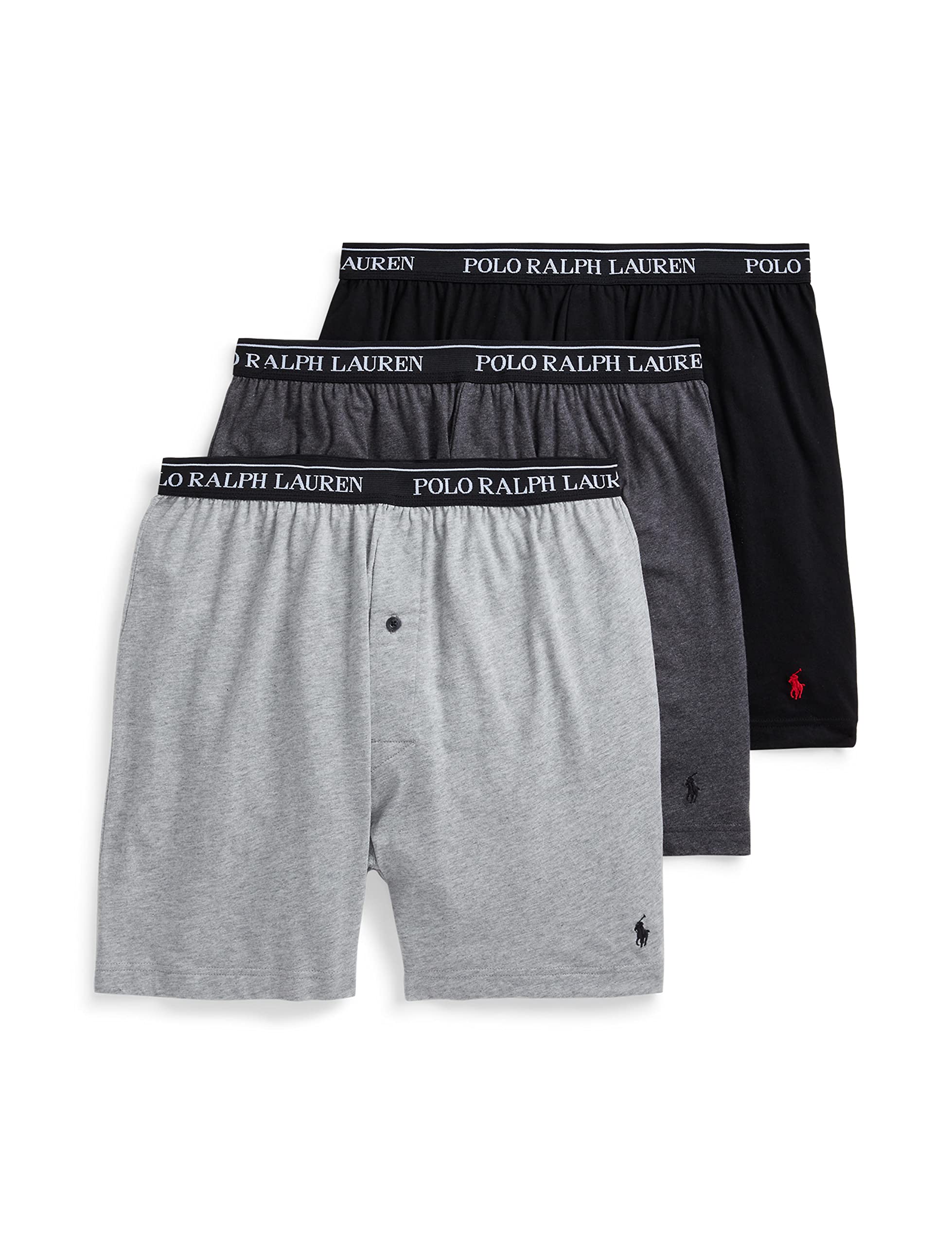 POLO RALPH LAUREN Underwear Boxers Pack, 3-Pack, Classic Fit Cotton Knit Boxer, 100% Cotton Moisture Wicking Boxers