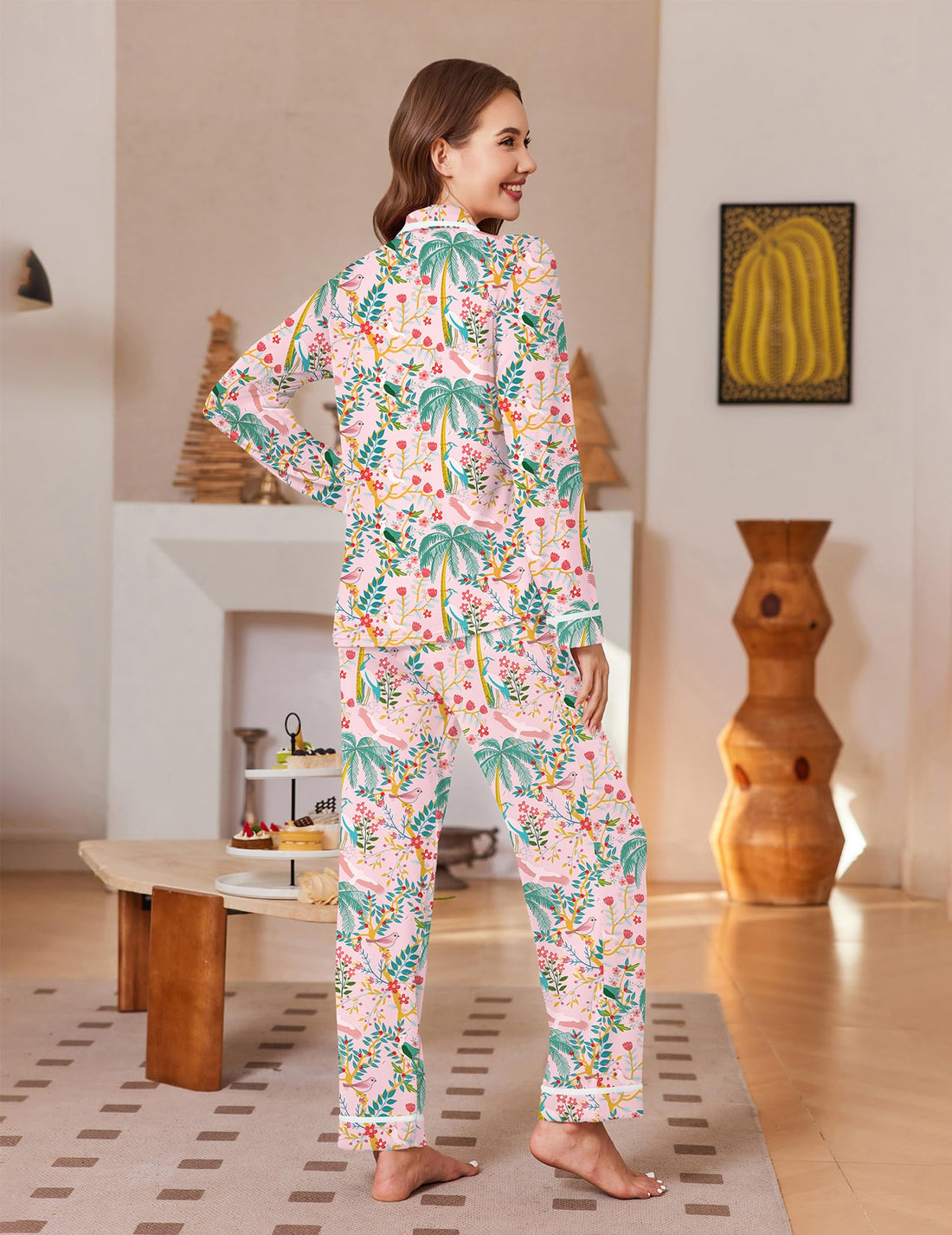 Ekouaer Womens Pajama Sets Long Sleeve Button Down Lounge Sets with Pockets