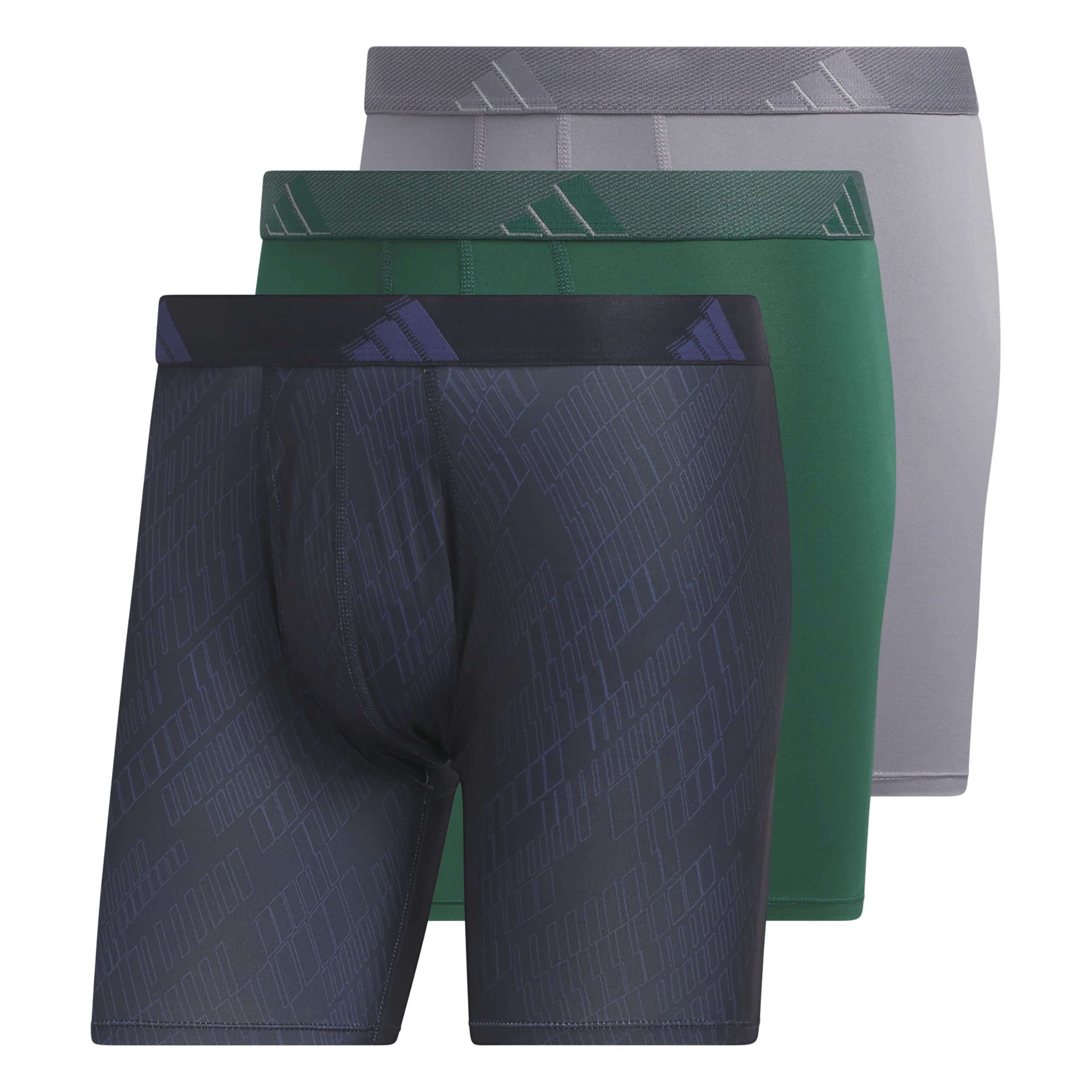 adidas Men's Microfiber Boxer Briefs (3-pack) performance Stretch Moisture-wicking Underwear