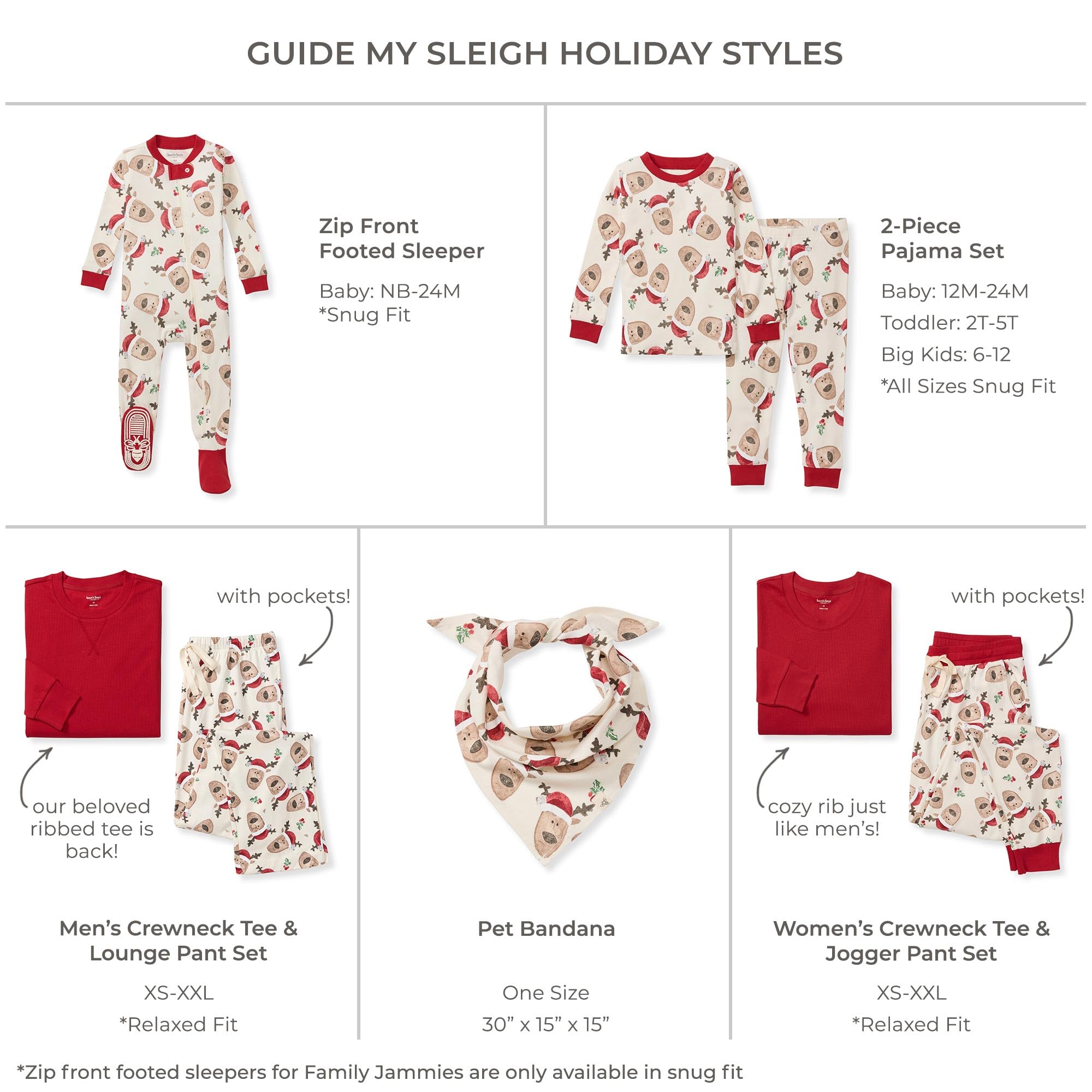Burt's Bees Baby Matching Family Jammies, Organic Cotton, Holiday Pajamas