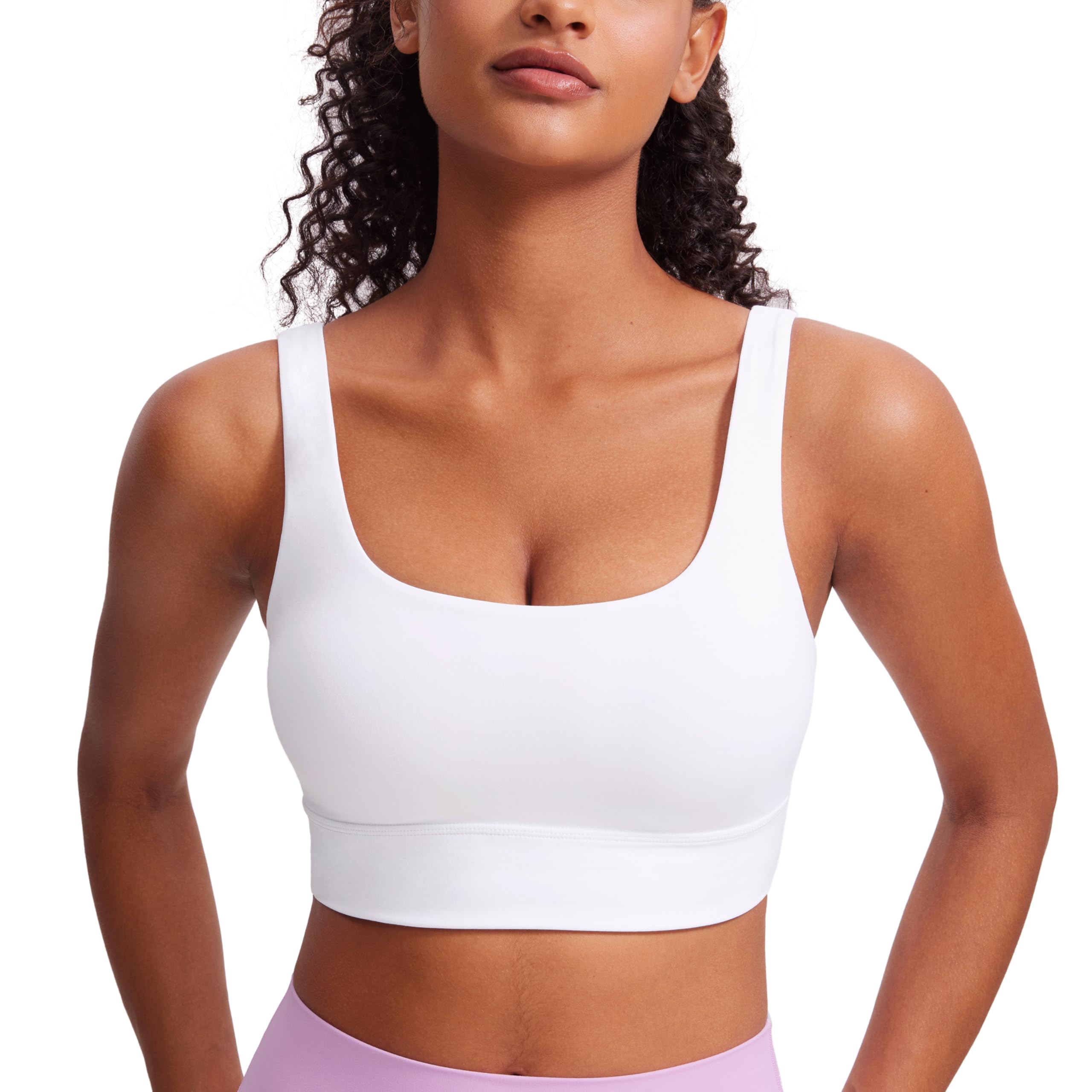 CRZ YOGA Butterluxe U Back Sports Bras | Light Support, Removable Pads, Yoga, Extremely Soft, Longline, Scoop Neck, Wide Straps, for Women