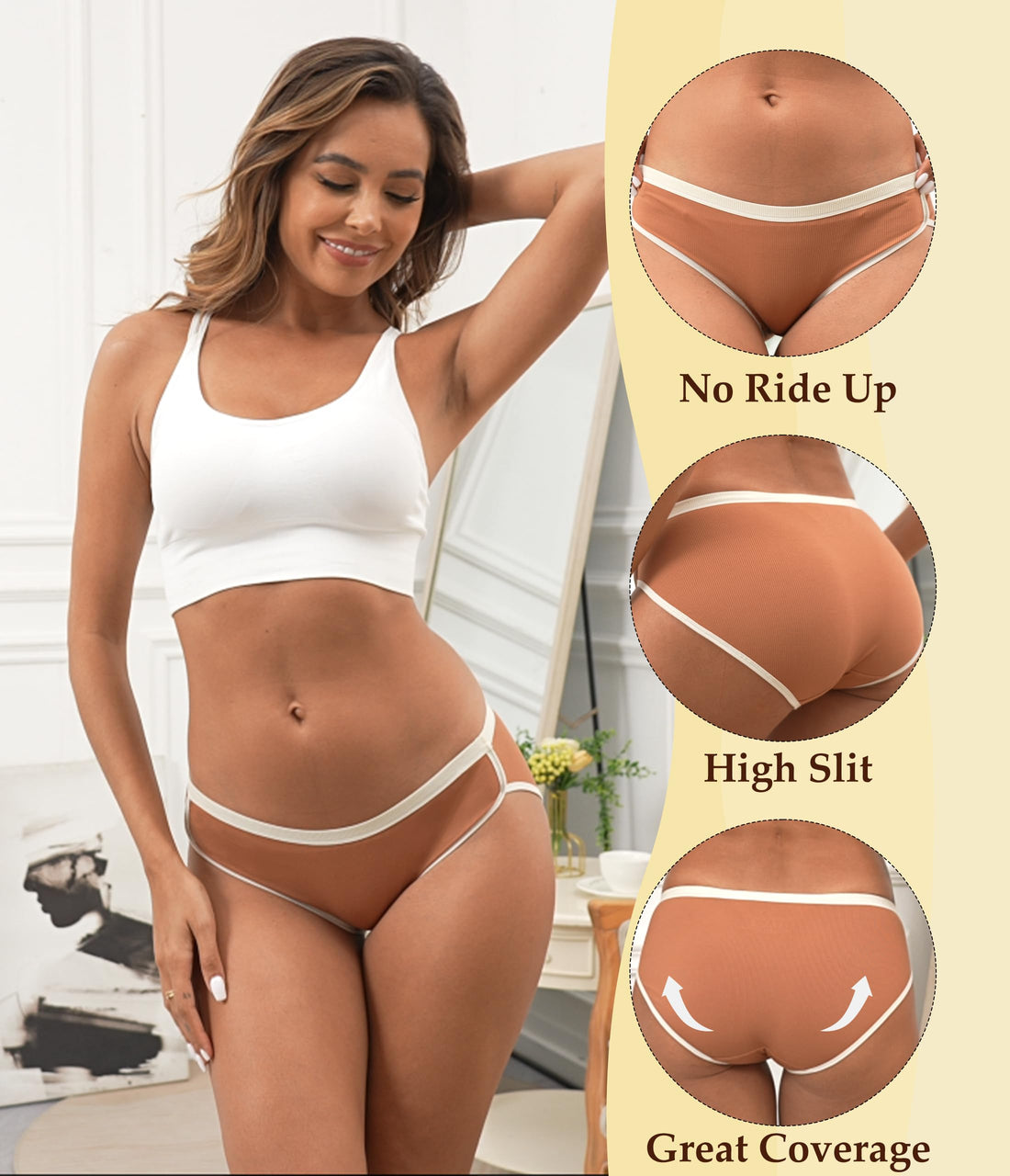 ANLIQI Women's Modal Underwear Microfiber Bikini Panties Women Soft Hipster