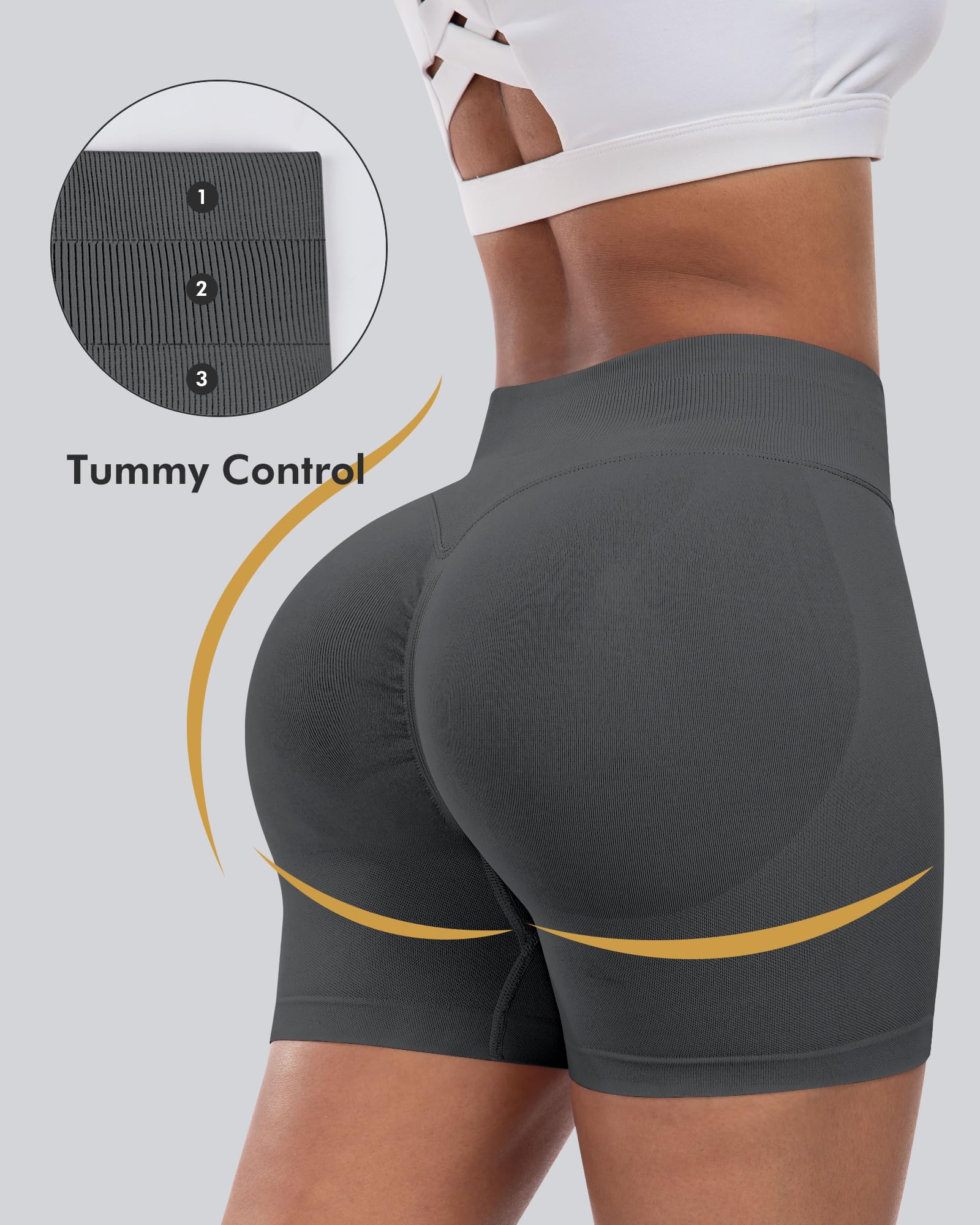 CHRLEISURE Workout Shorts for Women, High Waisted Butt Lifting Scrunch Sports Seamless Gym Shorts Set