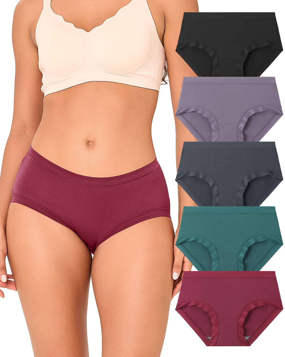 BAMBOO COOL Women's Underwear Briefs for Women Lightweight Ladies Panties Moisture-Wicking Stretchy Soft Breathable 5-pack