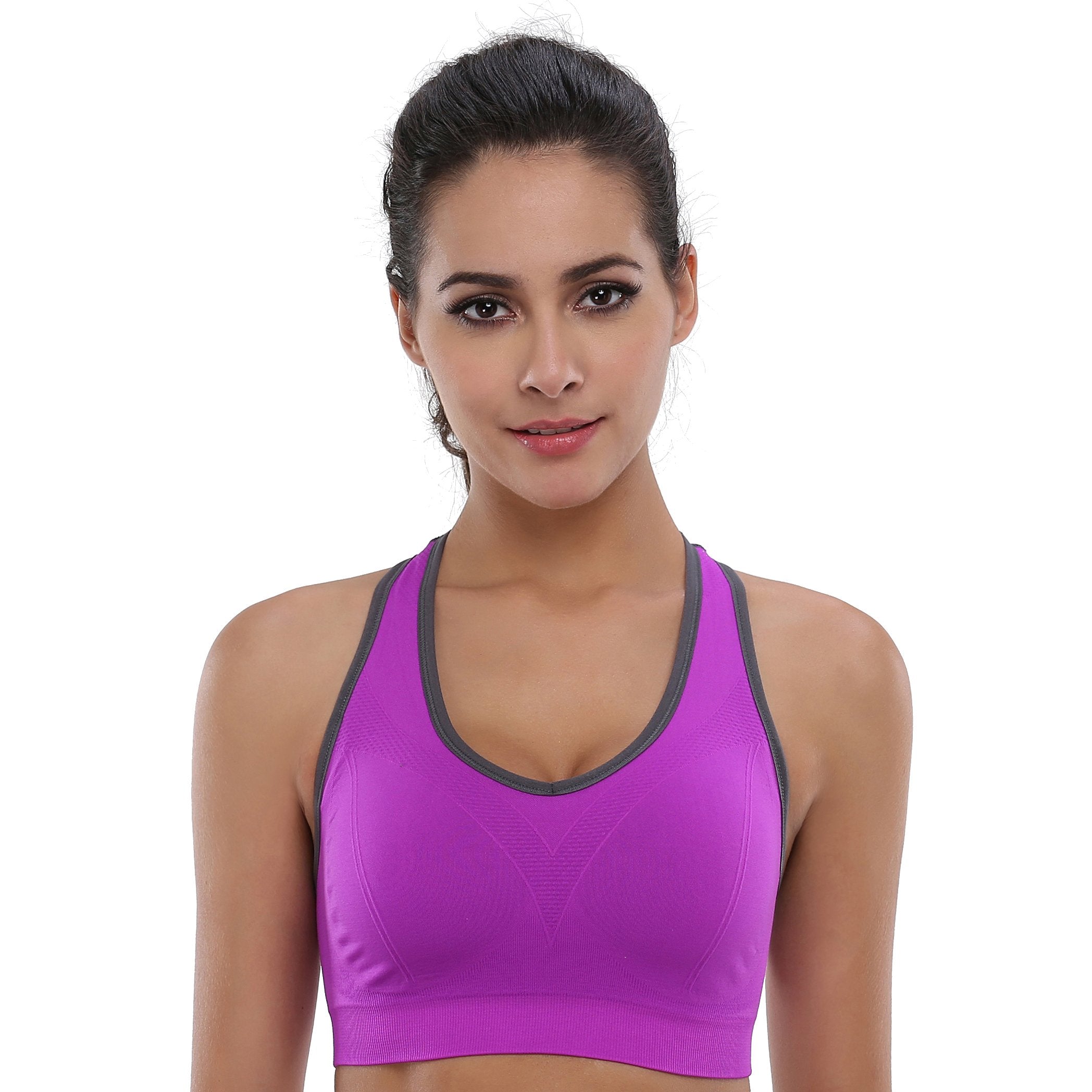 Women's Seamless Racerback Sports Bra High Impact Support Yoga Gym Workout Fitness