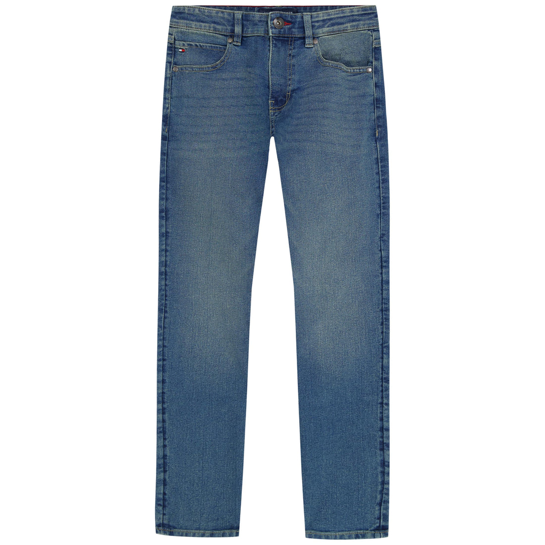 Tommy Hilfiger Boys' 5-Pocket Stretch Slim Straight Leg Denim Jean, Zipper Fly & Button Closure