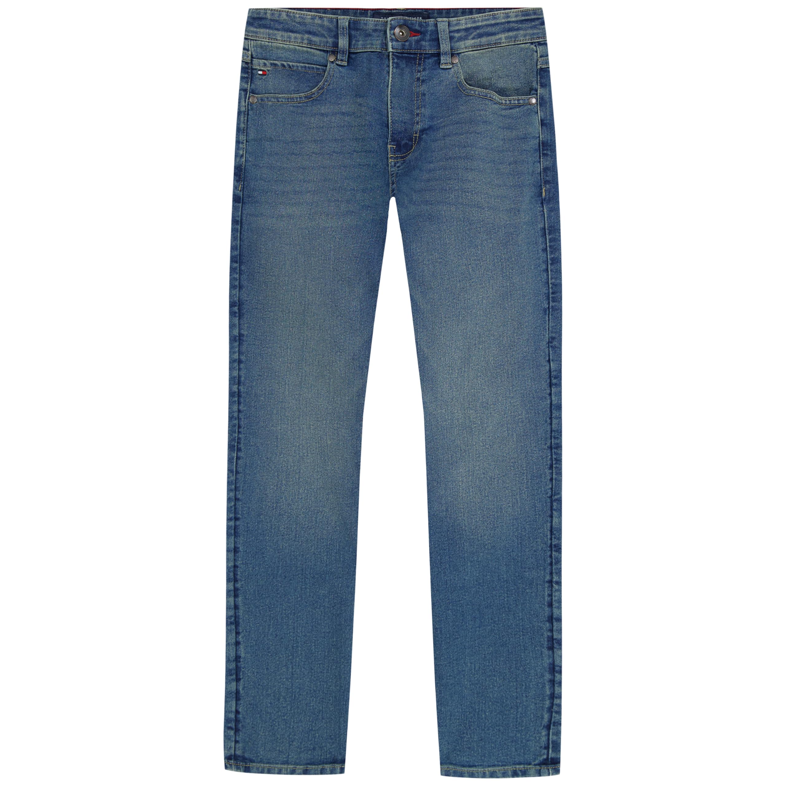 Tommy Hilfiger Boys' 5-Pocket Stretch Slim Straight Leg Denim Jean, Zipper Fly & Button Closure