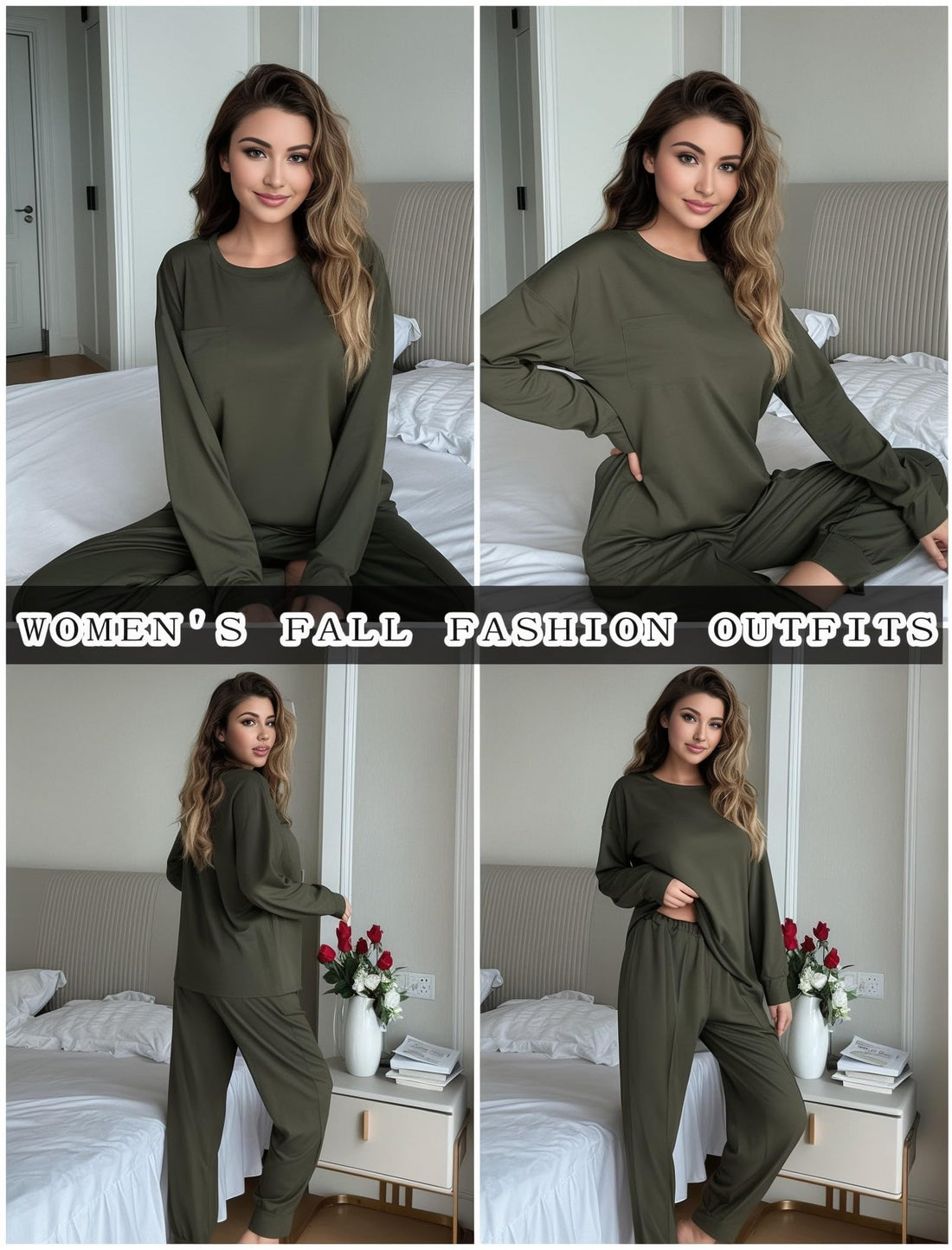 Ekouaer Lounge Sets for Women 2 Piece Jogger Pants Pajamas
