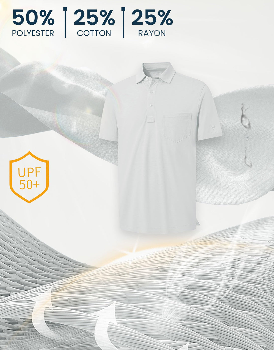M MAELREG Mens Golf Shirts Short Sleeve Lightweight Soft Cotton Blend with Pocket Summer Casual Daily Wear
