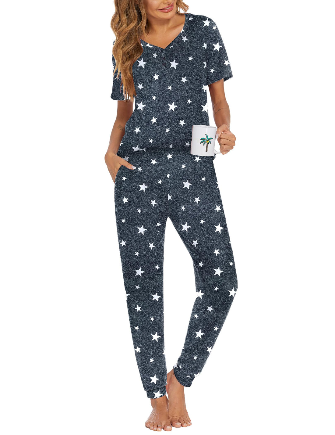 Ekouaer Pajamas for Women Set 2 Piece Fall Sleepwear with Pockets
