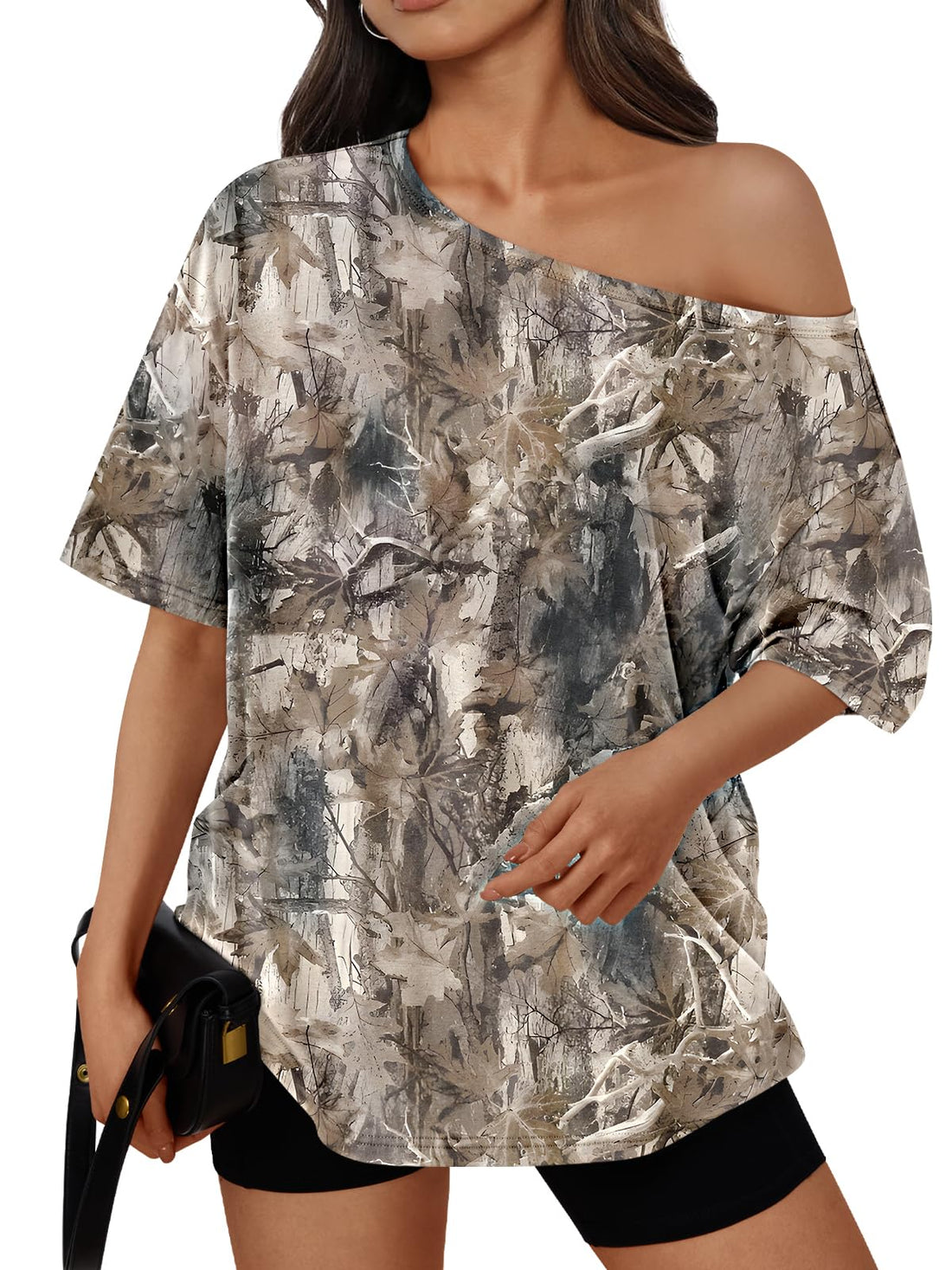 Trendy Queen Womens Off the Shoulder Tops Oversized Summer T-Shirts 2026 | Breathable comfort stretch fabric, short sleeve, basic oversized tees, casual workout gym, y2k going out clothes