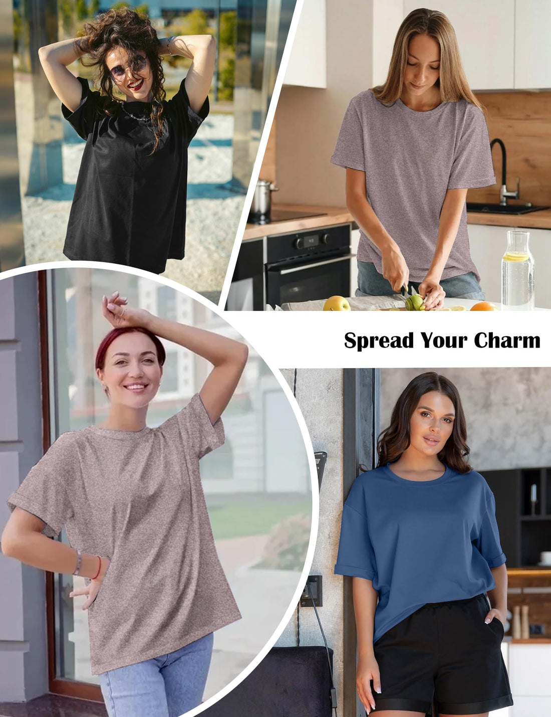 Siimcuzy 2/3/4 Pack Oversized Tshirts for Women Short Sleeves Workout Tops | Loose Fit, Crew Neck, Baggy, Summer, Casual, Gym, Plus Size, Plain, Tops, Fashion, Clothes, 2026