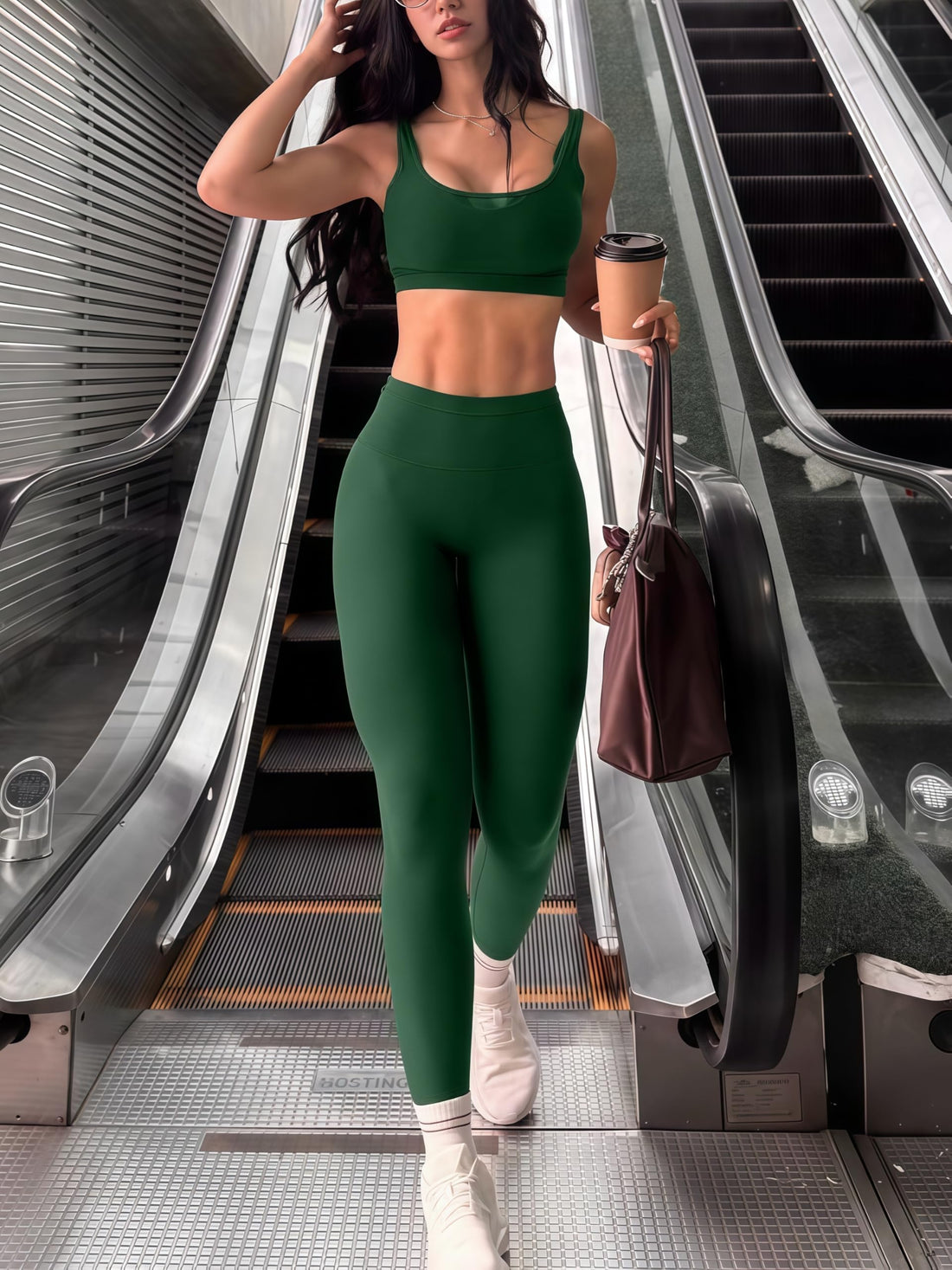 Sogetdo Yoga Leggings for Women Hidden Scrunch Butt Non See Through High Waisted No Front Seam Athletic Gym Workout Pants