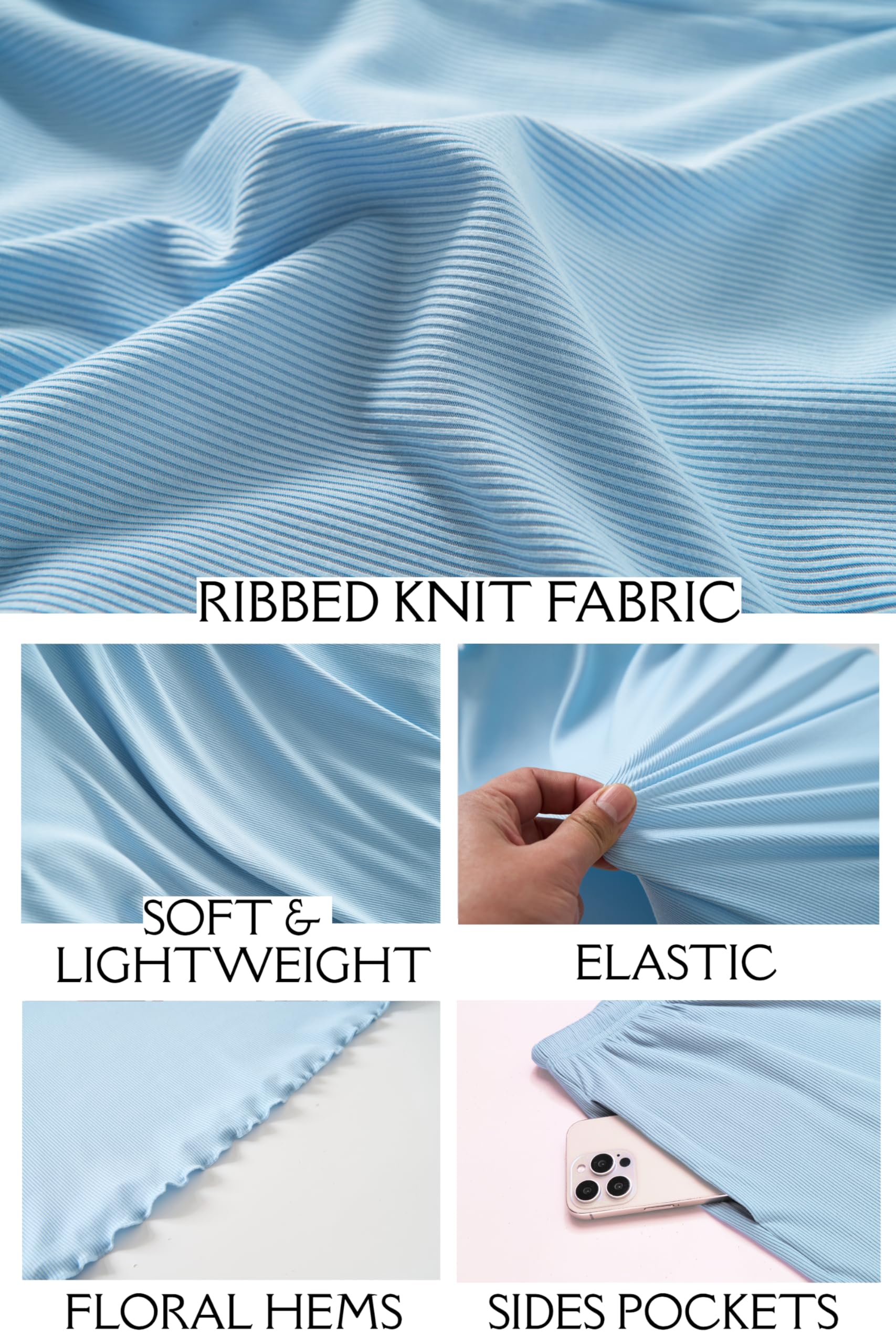Ekouaer Womens Pajamas 2 Piece Ribbed Knit Pjs Short Sleeve Lounge Sets
