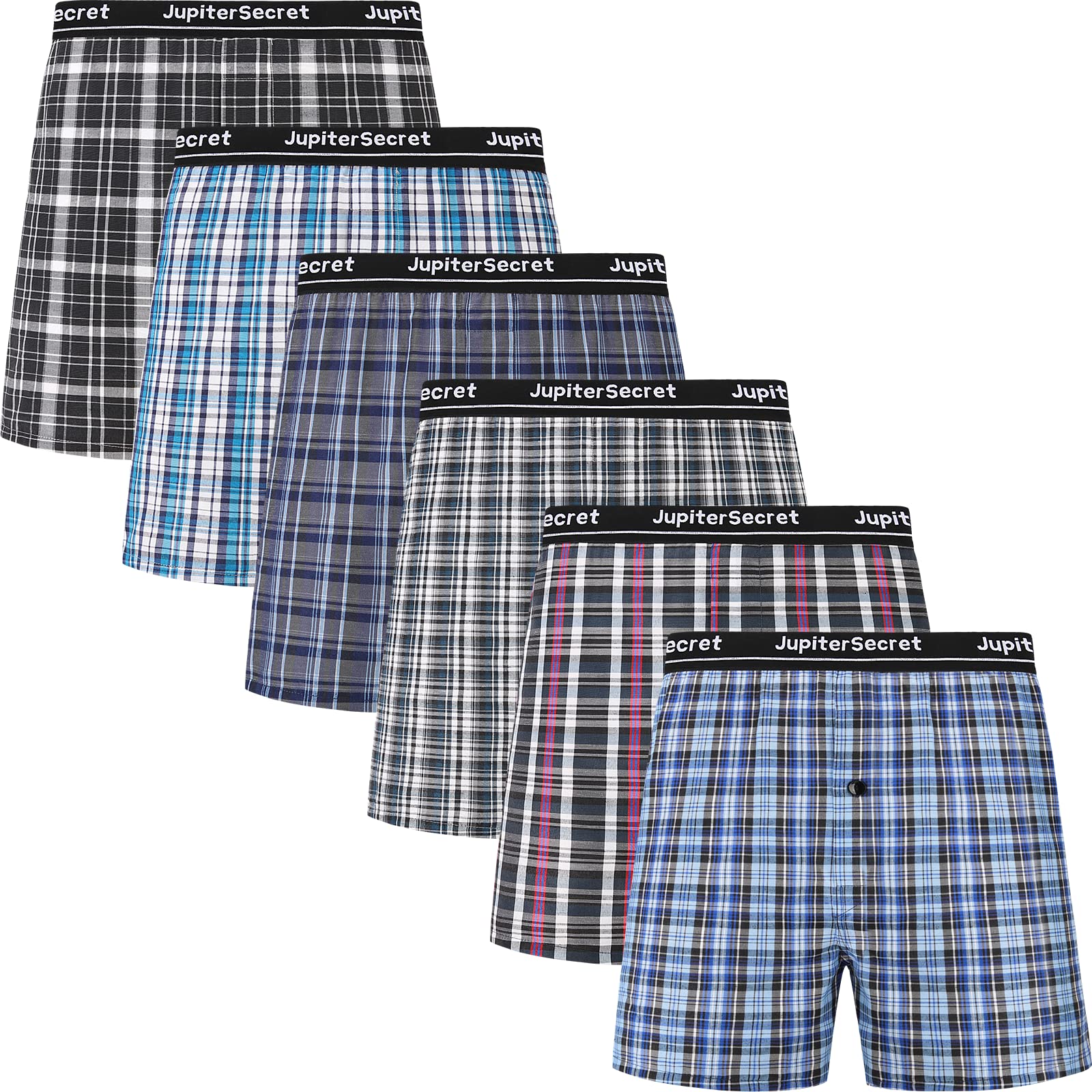 JupiterSecret Men's Underwear Woven Boxers for Men Pack Cotton Boxer Shorts Elastic Waistband