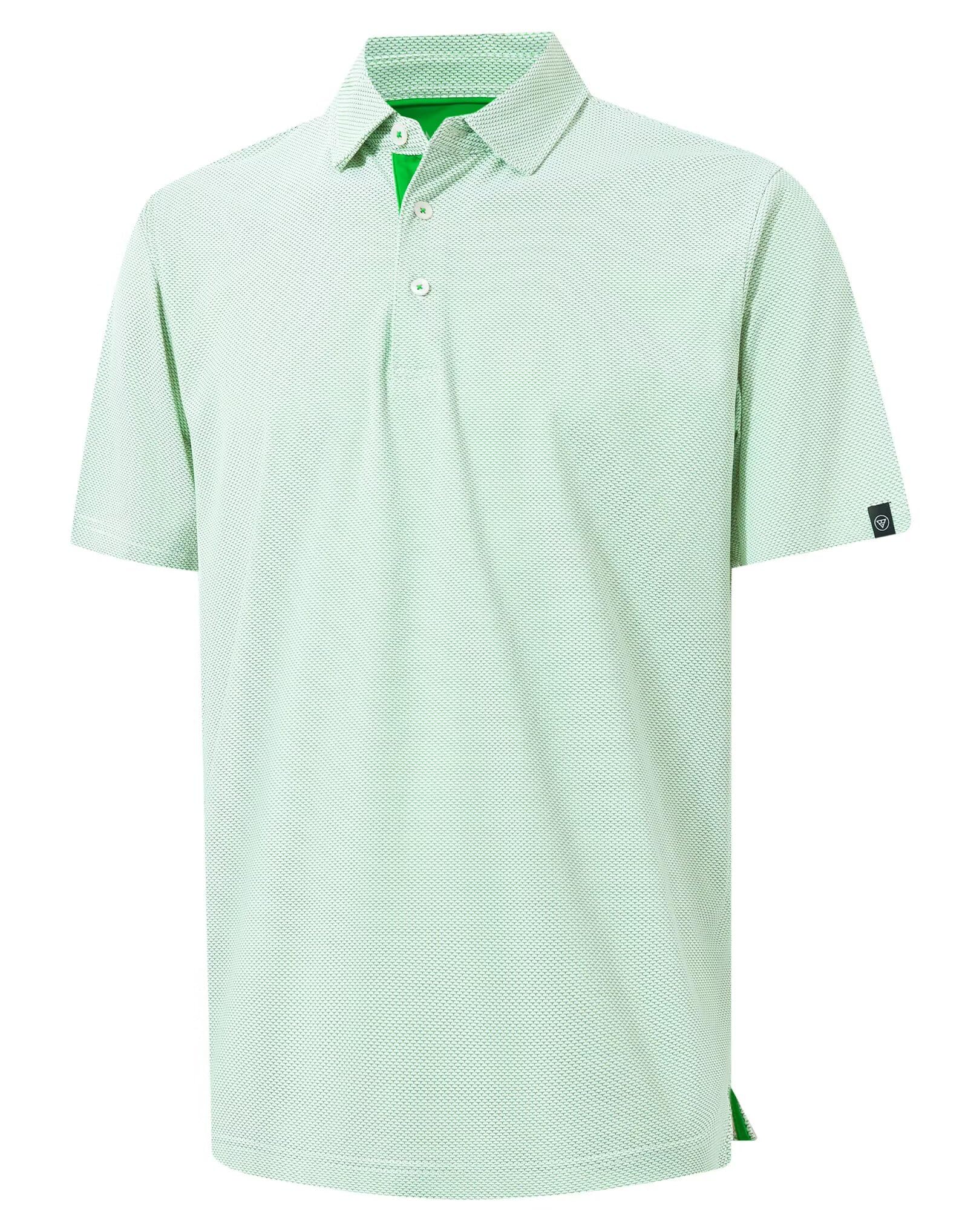 M MAELREG Mens Golf Shirts Short Sleeve Performance Moisture Wicking Dry Fit Collared Jacquard Polo Shirts for Men