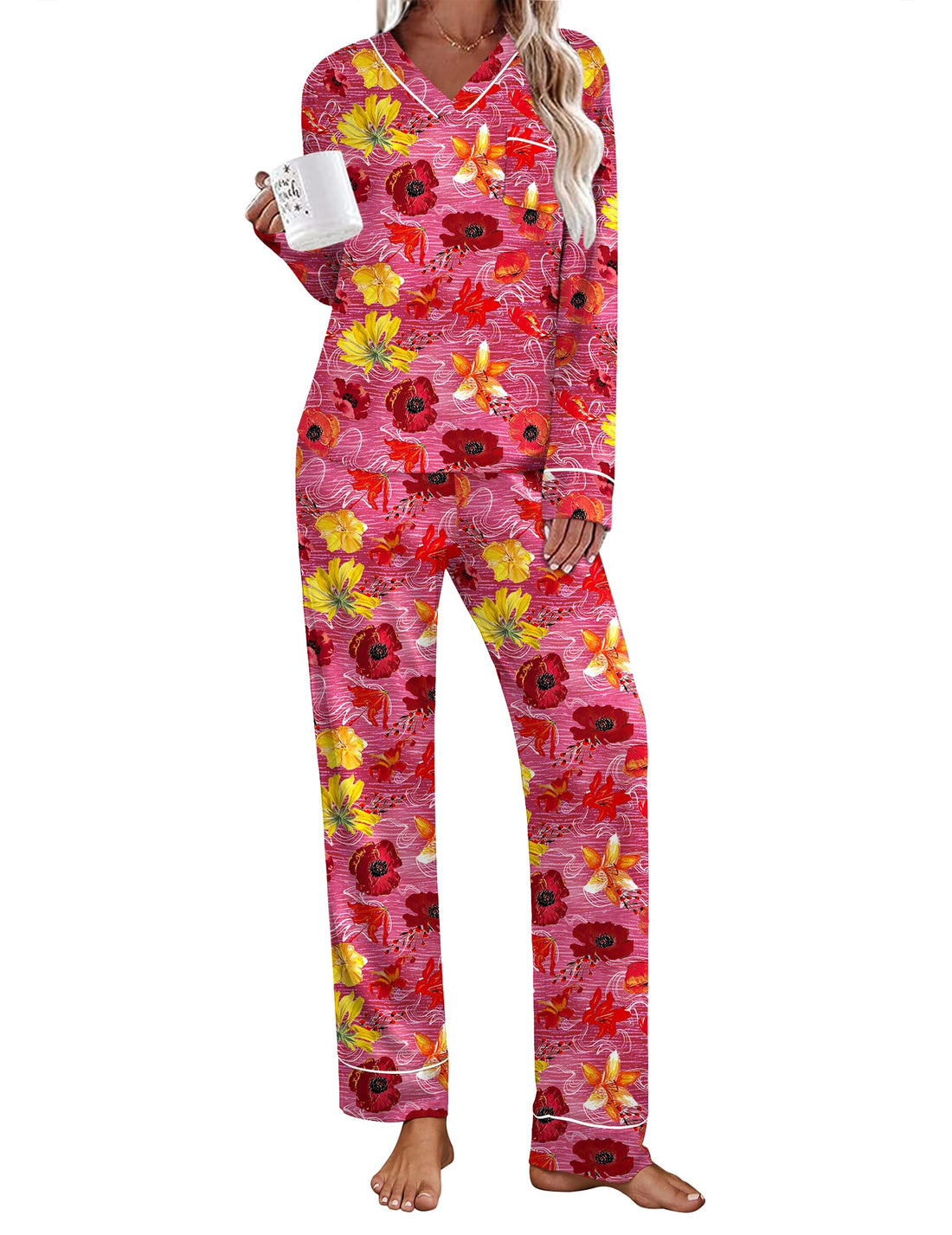 Ekouaer Womens Pajamas Sets 2 Piece PJs Long Sleeve Sleepwear Loungewear