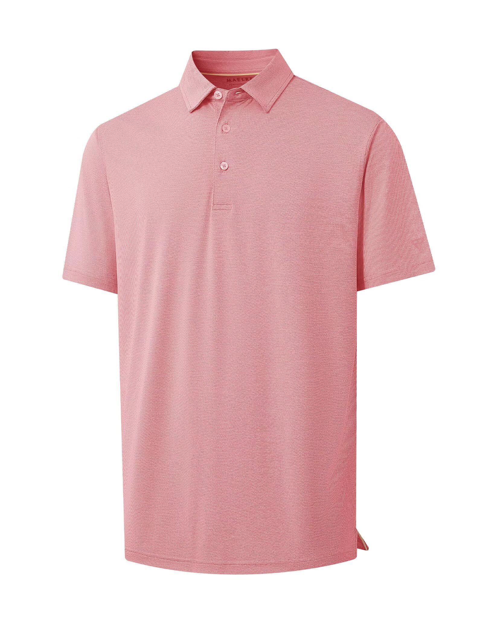 M MAELREG Golf Shirts for Men Print Performance Moisture Wicking Dry Fit Heather Stripe Collared Mens Polo Shirt Short Sleeve