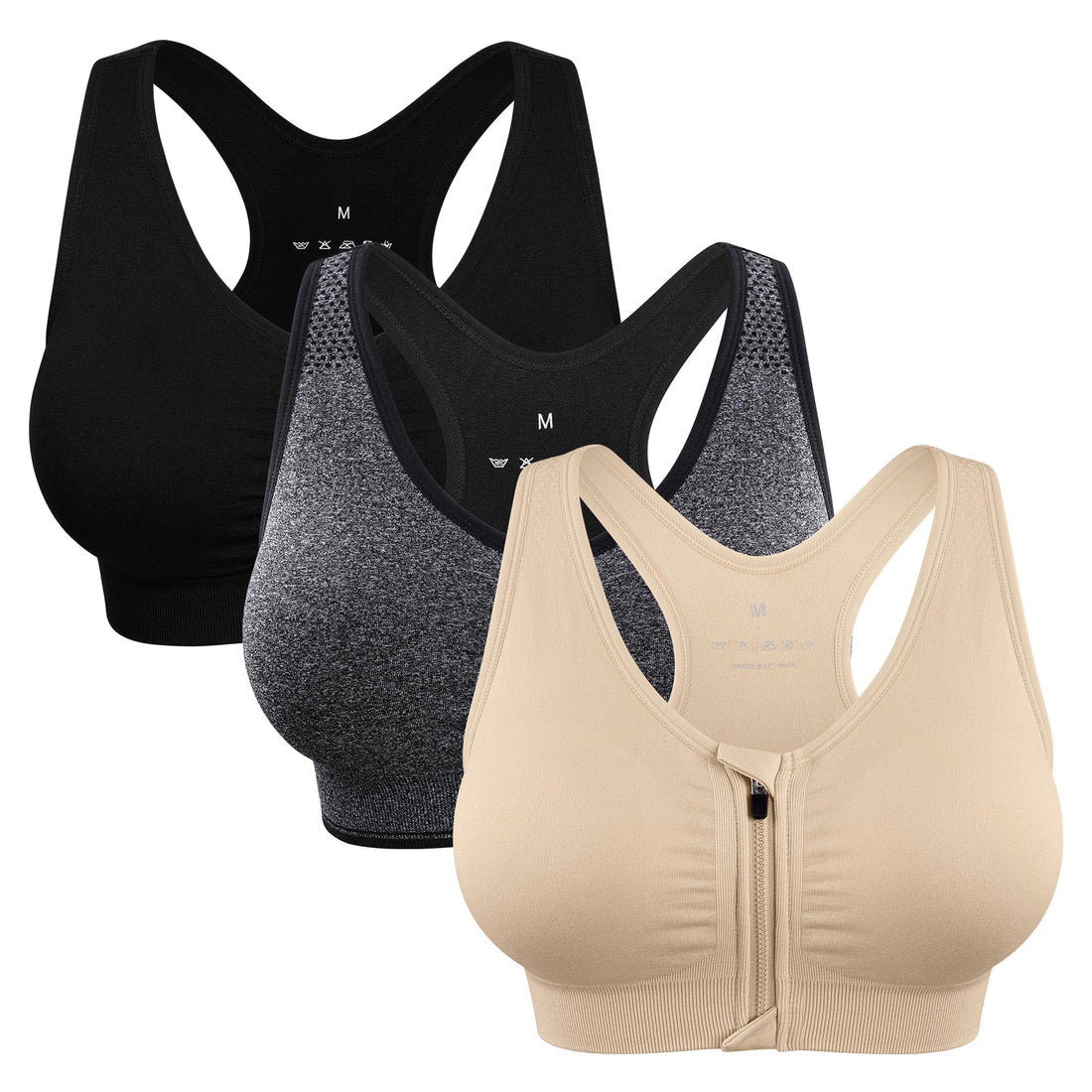 Women's Zip Front Sports Bra Wireless Post-Surgery Bra Workout Sports Bras | Zipper Front Closure, Surgical Mastectomy Bra, Post Op, Compression, Comfort, Medium Support, Active, Yoga, Removable Pads