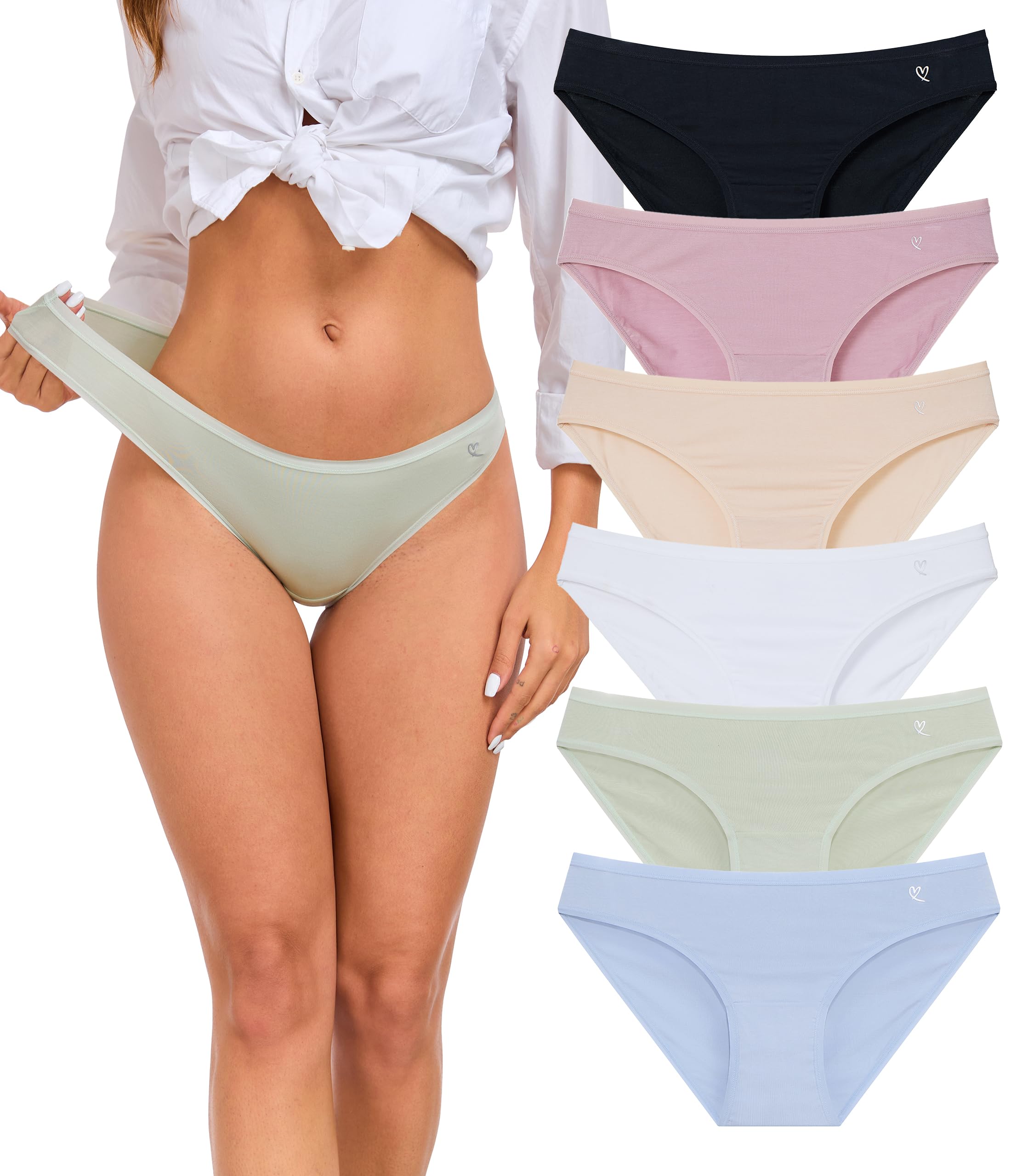 ANLIQI Modal Underwear Women Supersoft Bikini Panties for Women Pack Hi Cut Hipster Breathable Comfy Stretchy Ladies Undies