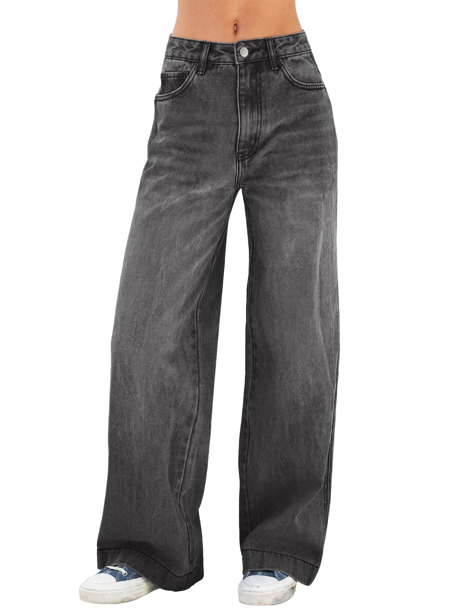 EMMIOL Women's 2026 Wide Leg Jeans Distress High Waist Stretchy Baggy Denim Pants Trousers Clothing