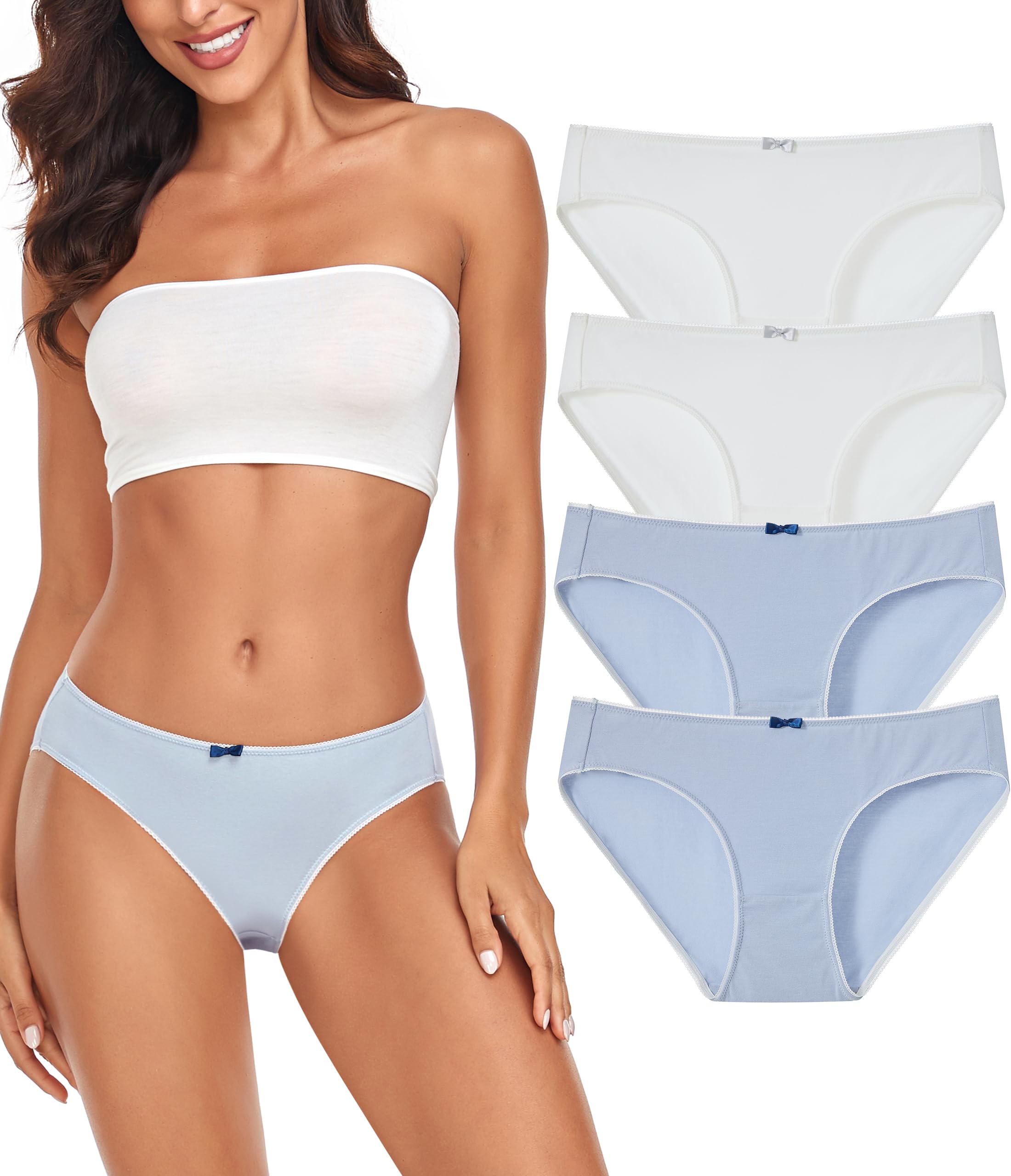 ANLIQI Women's Cotton Modal Ployamide Bikini Panties, Soft Moisture Wicking Hipster Briefs Undies for Ladies Multi-Pack