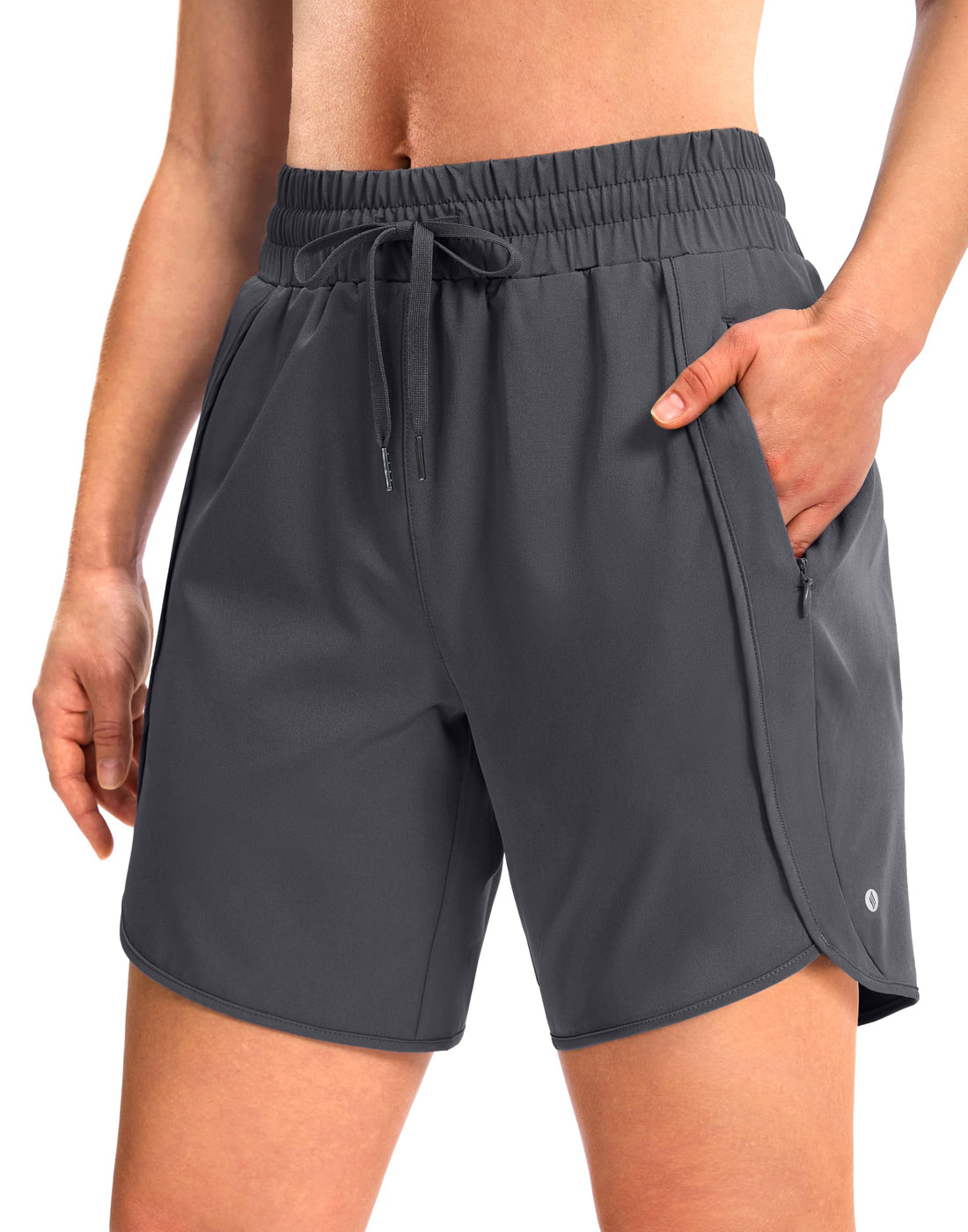SANTINY Women's 3.5''/5''/7'' Athletic Gym Running Shorts Zipper Pockets | No Liner, High Waisted, Quick Dry, Lightweight, Workout, Shorts for Women