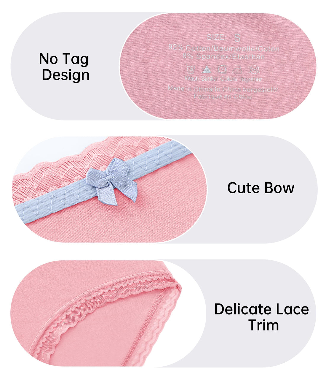 ANLIQI Cotton Underwear for Women Soft Lace Trim Hipster Panties Low Rise Bikini Undies Multipack