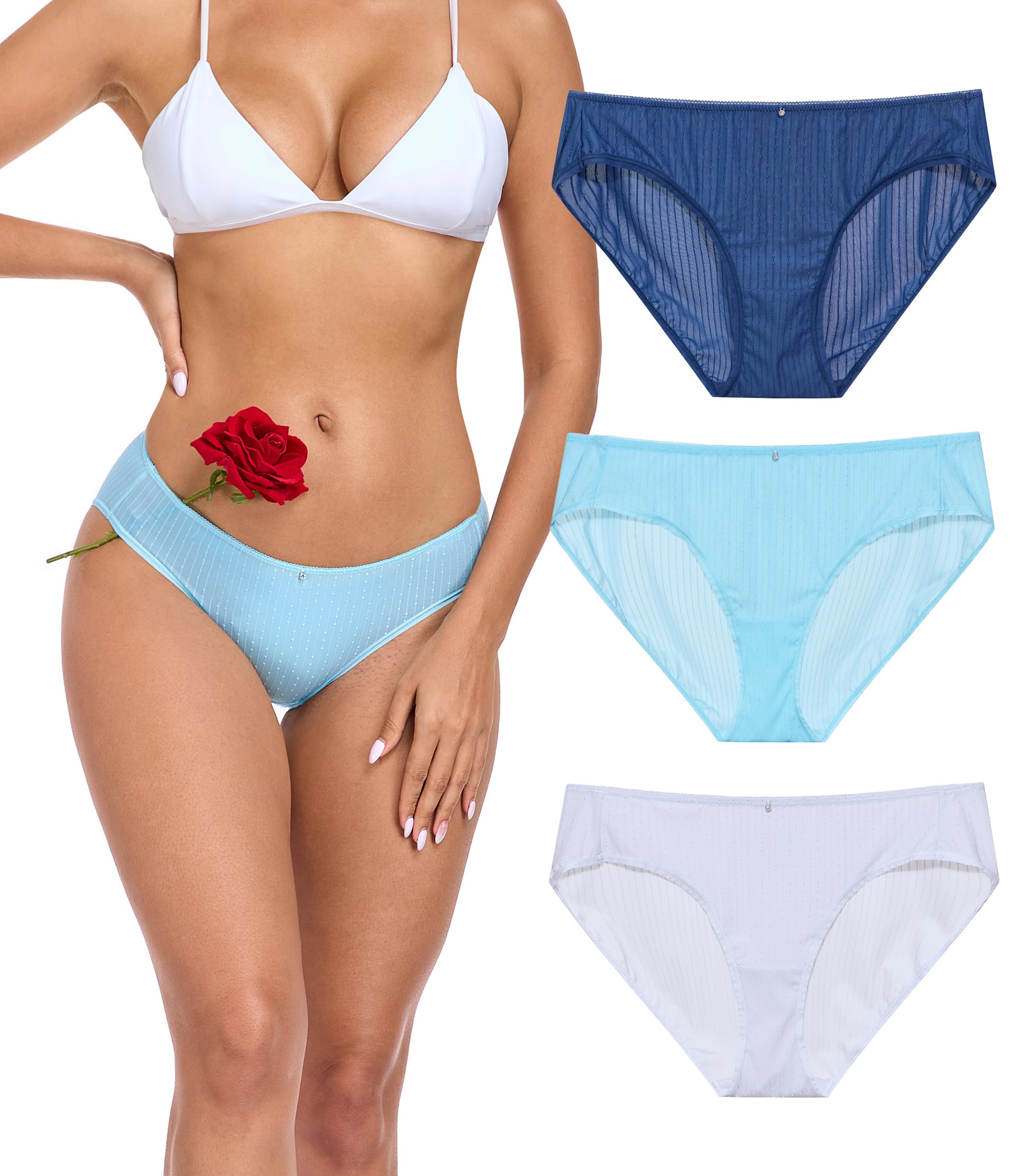 ANLIQI Womens Bikini Underwear Quick Dry Travel Panties Packs Ployamide Hipster Low Rise Soft Fast Wash Comfy Lady Undies