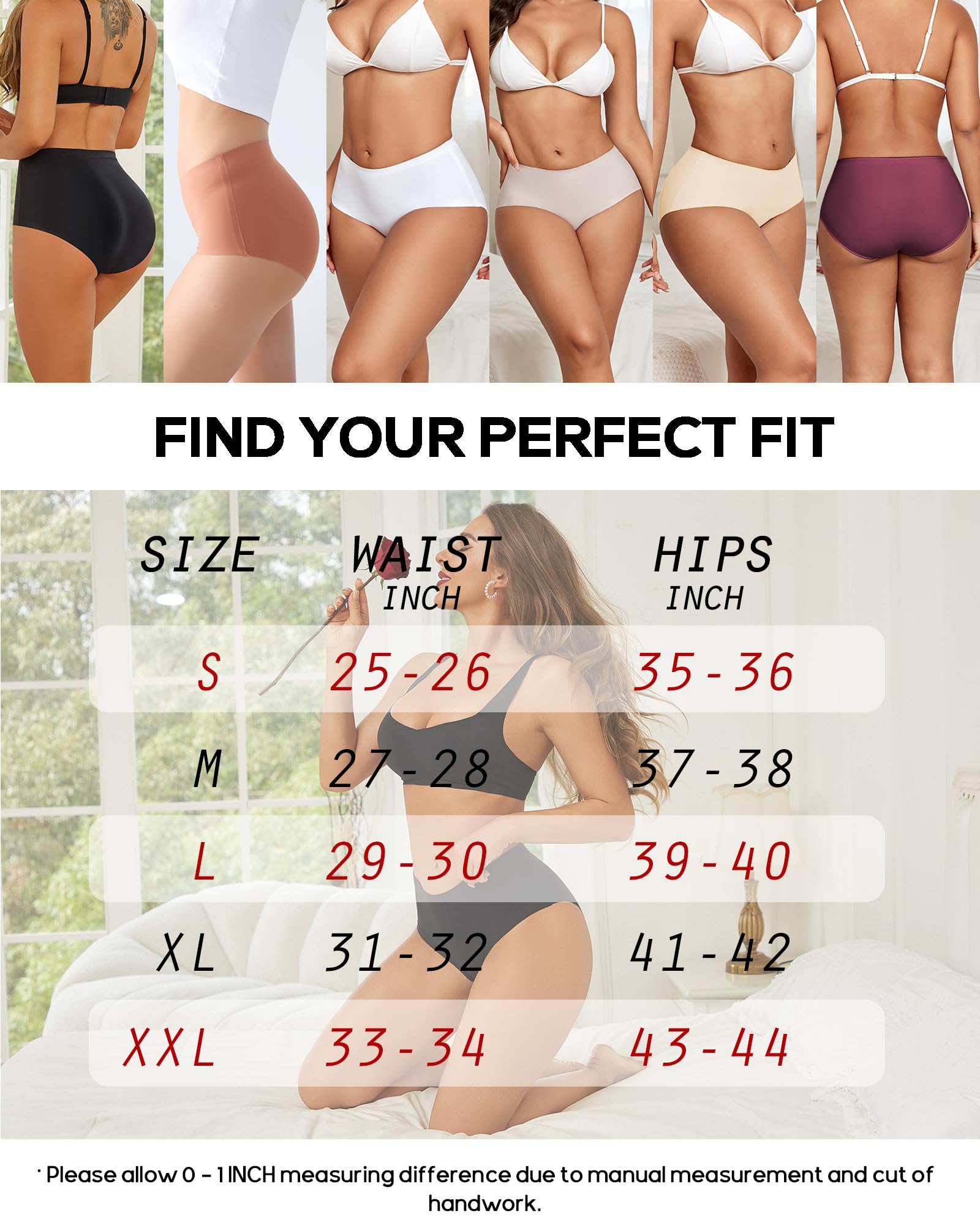 High Waisted Seamless Underwear for Women Full Coverage Hiphugger High Rise Silky No Show Briefs Panties 6 Pack